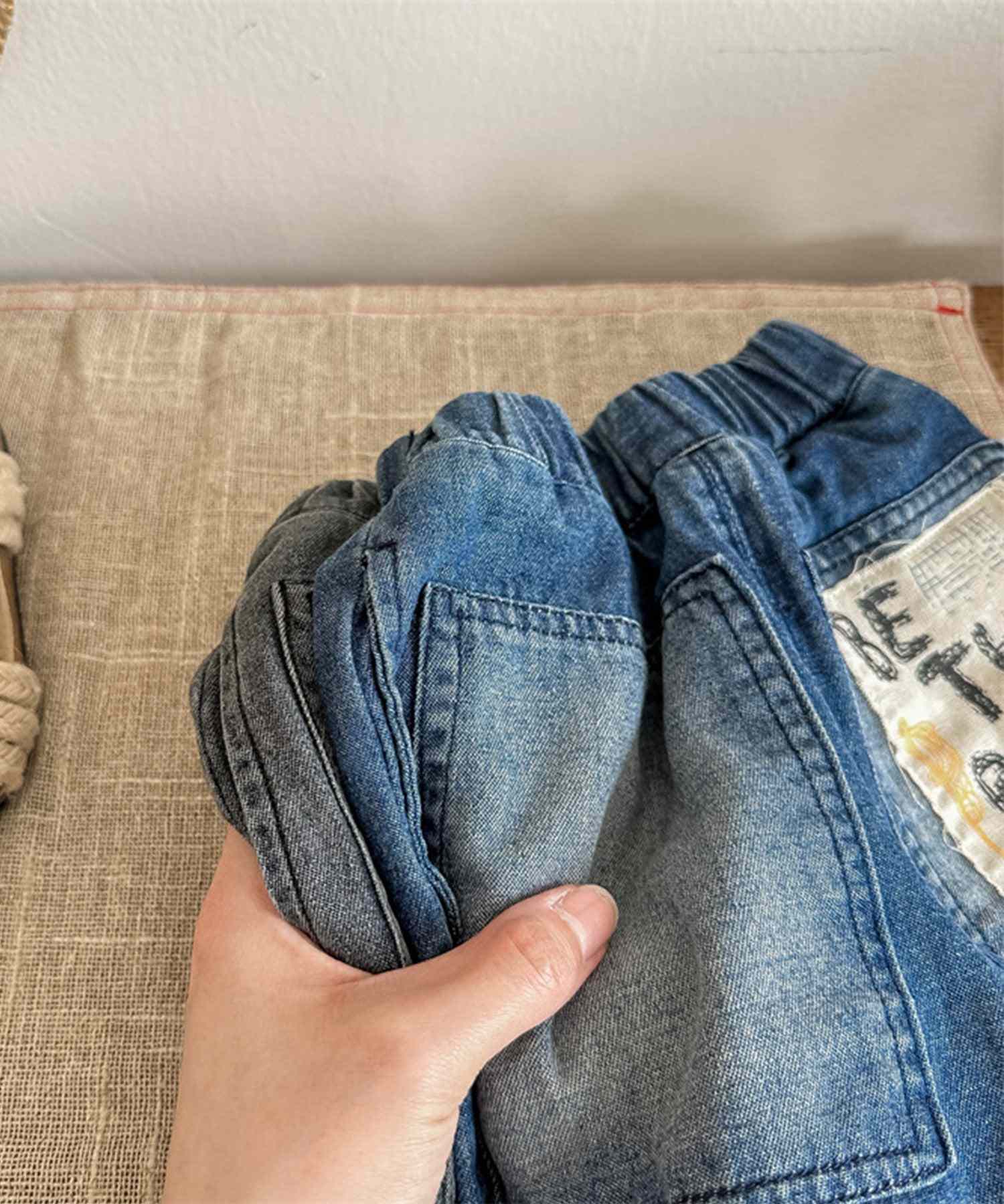 アイモハ aimoha 【aimohaーKIDSー】韓国子供服 パッチ入りデニムハーフパンツ