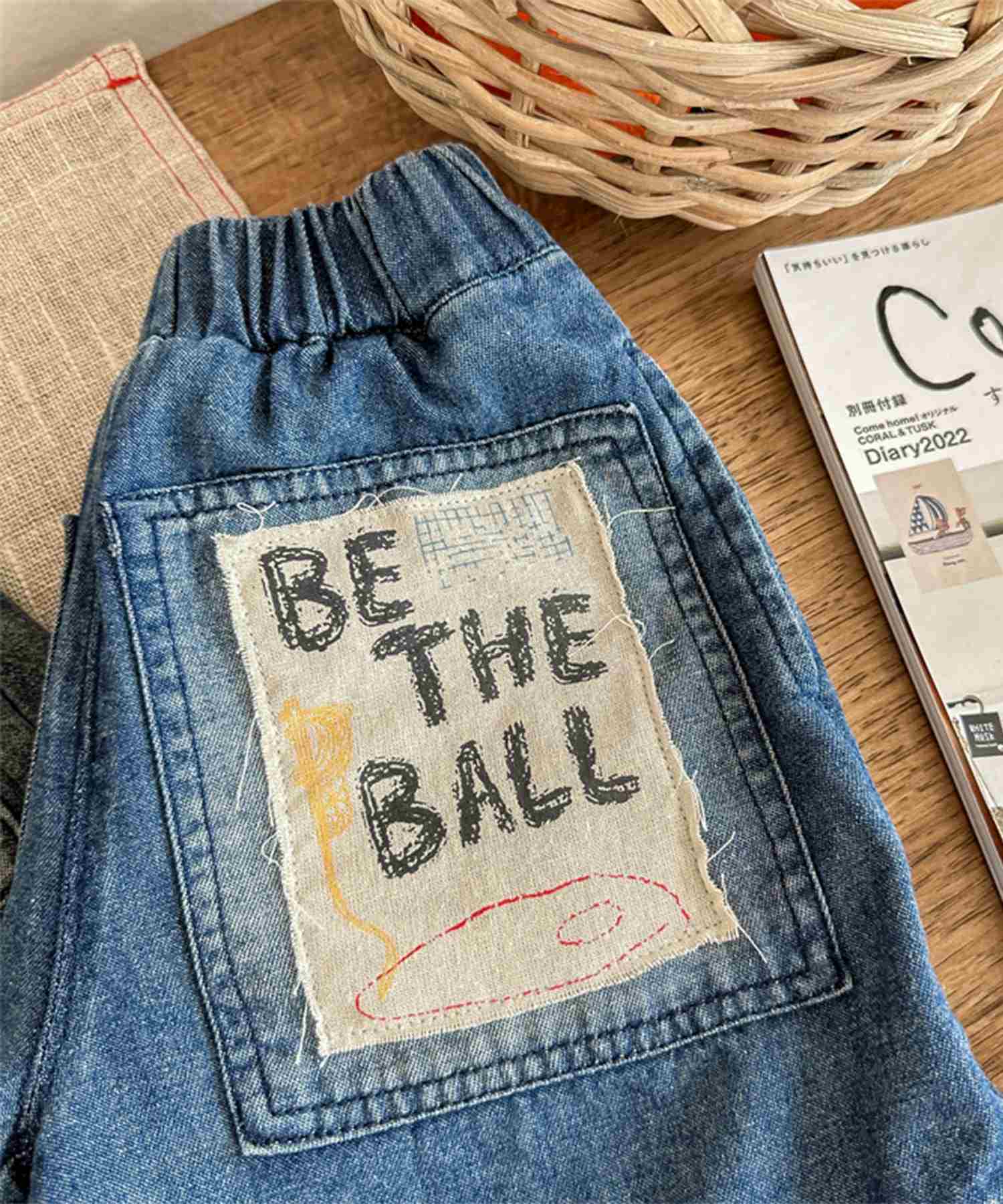 アイモハ aimoha 【aimohaーKIDSー】韓国子供服 パッチ入りデニムハーフパンツ