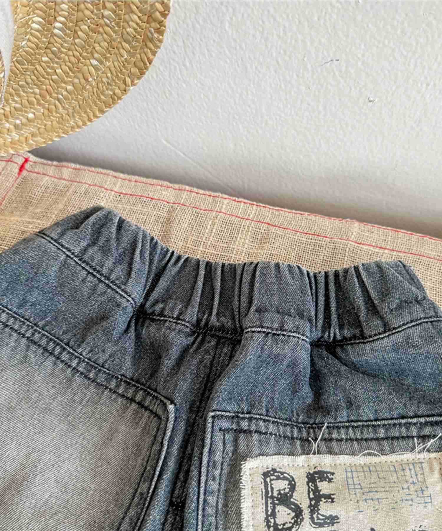 アイモハ aimoha 【aimohaーKIDSー】韓国子供服 パッチ入りデニムハーフパンツ