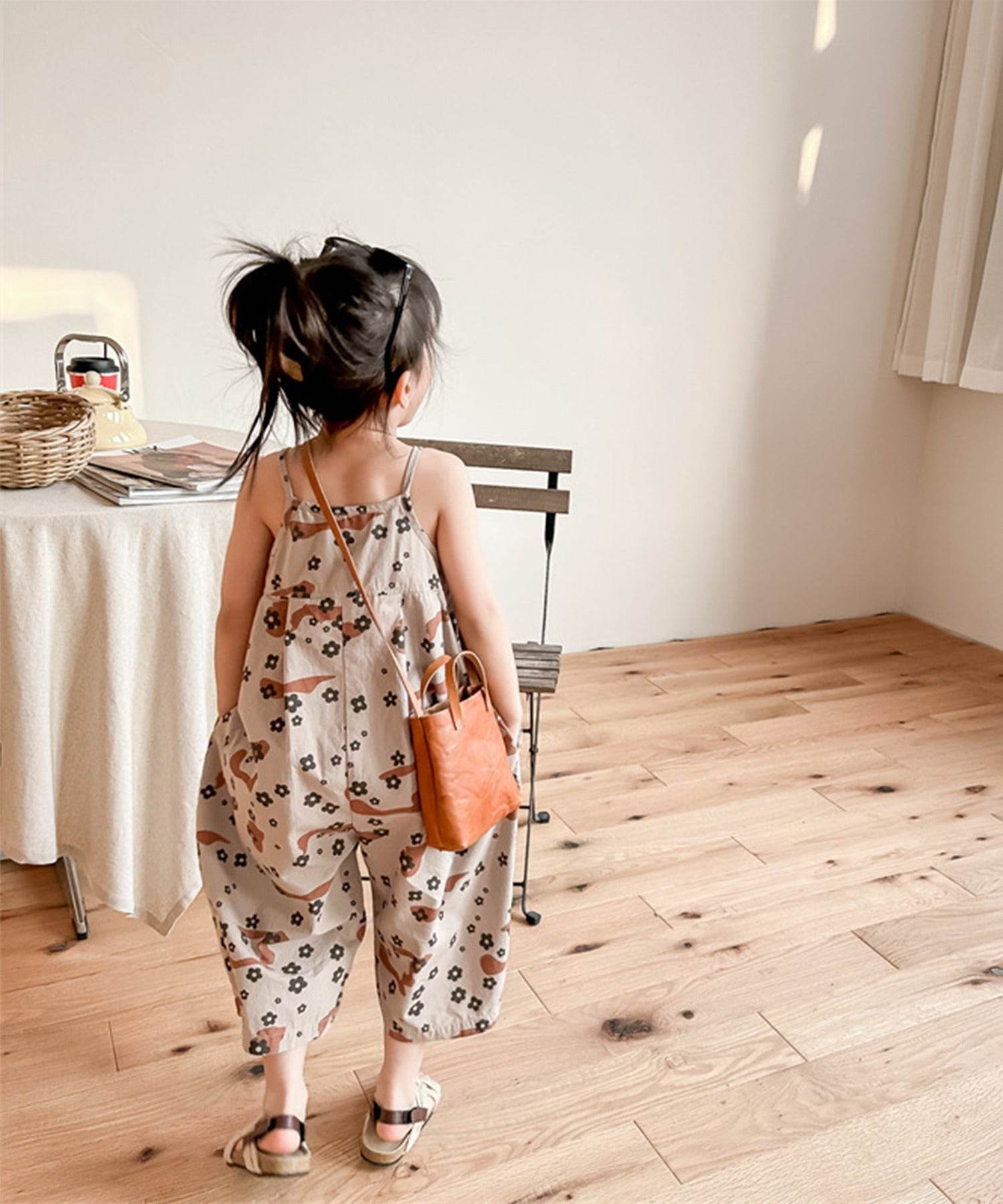 aimoha 【aimoha-KIDS】 Korean children's clothing printed 7-minute length salopette