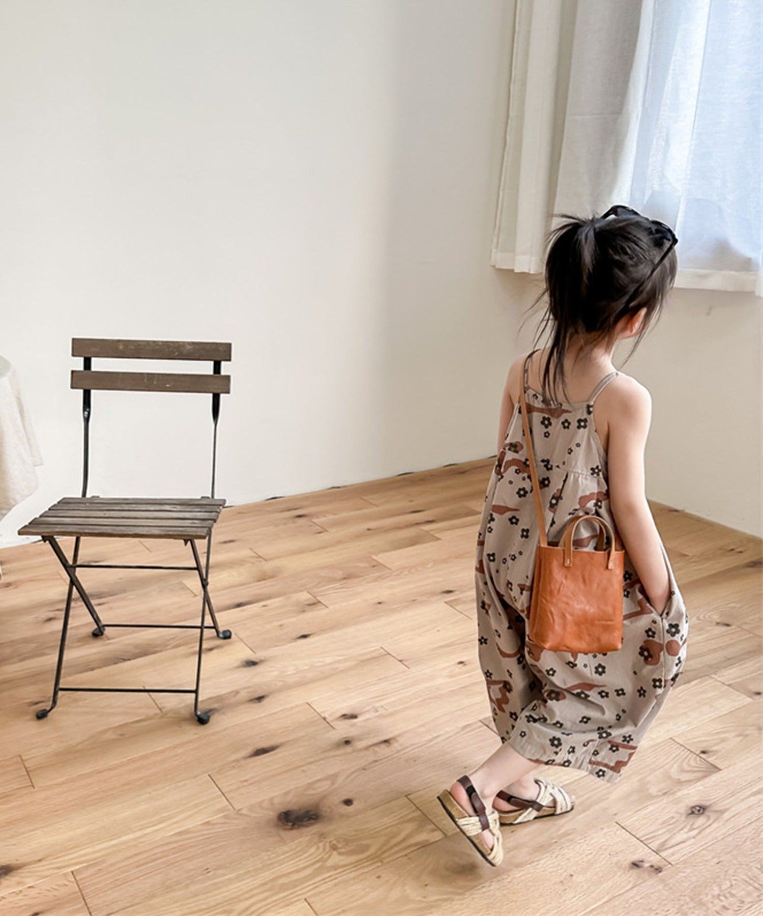 aimoha 【aimoha-KIDS】 Korean children's clothing printed 7-minute length salopette