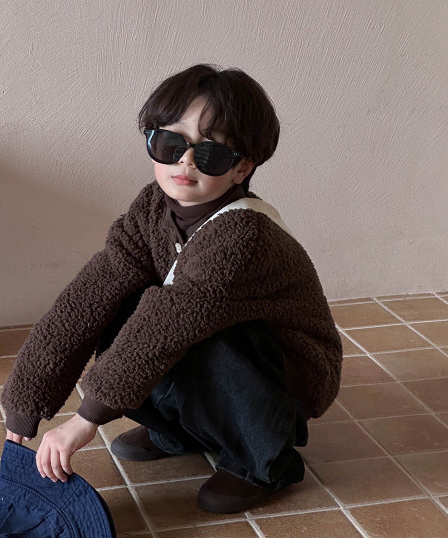 アイモハ aimoha 【aimohaーKIDSー】韓国子供服 ボアオーバースウェット （ブラウン） ブラウン