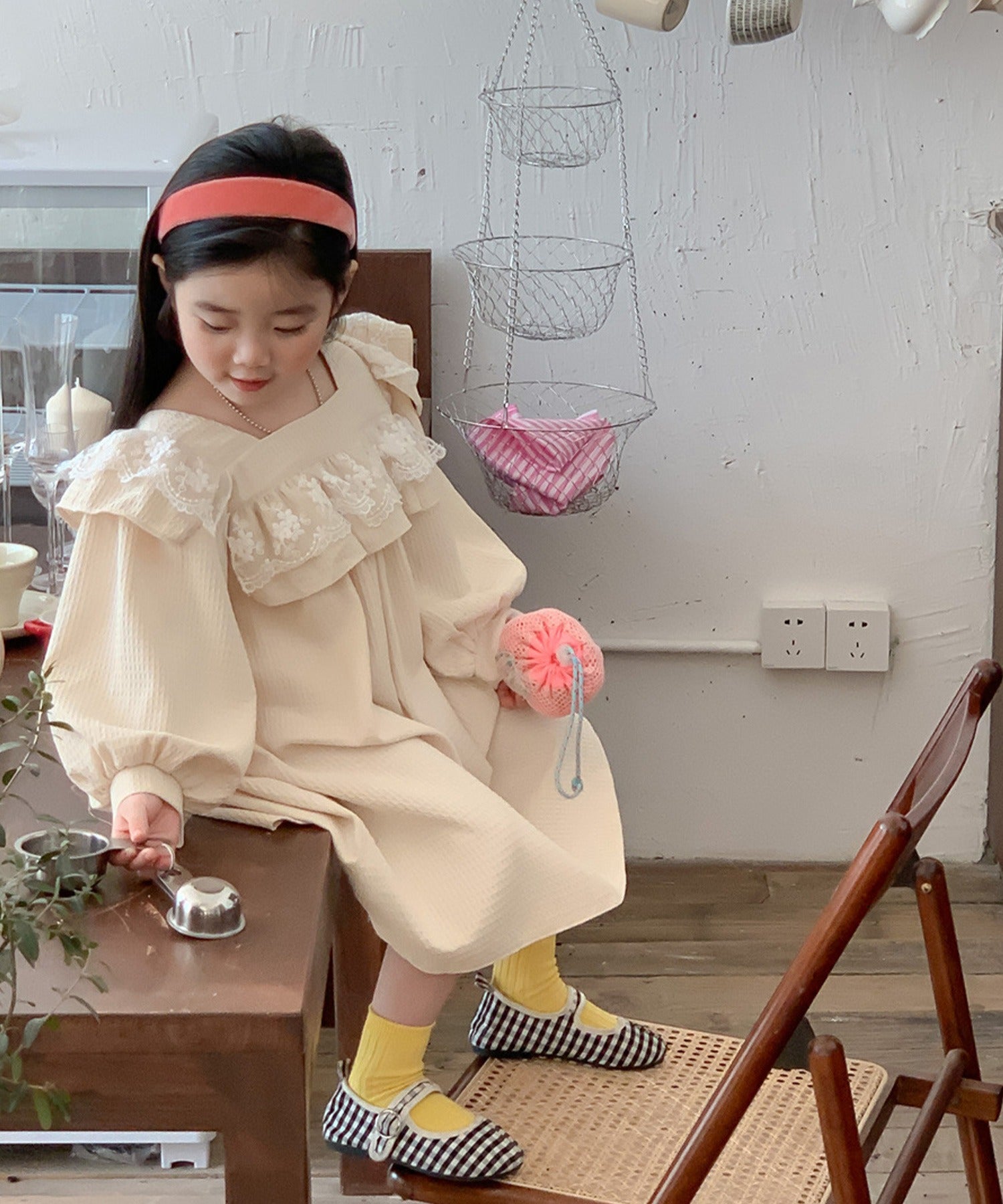 アイモハ aimoha 【aimohaーKIDSー】シンプルレース付けワンピース （オフホワイト） オフホワイト