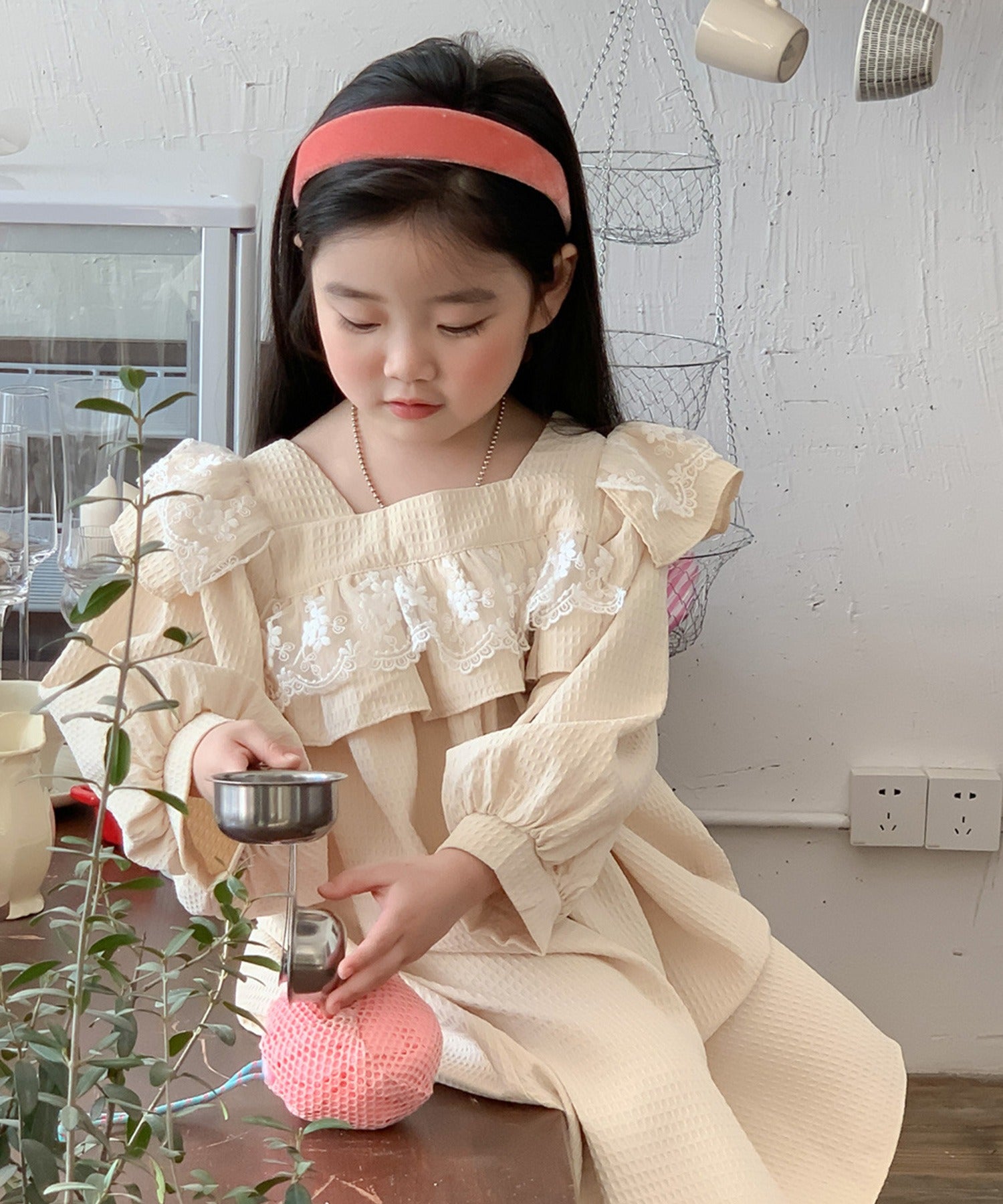 アイモハ aimoha 【aimohaーKIDSー】シンプルレース付けワンピース （オフホワイト） オフホワイト