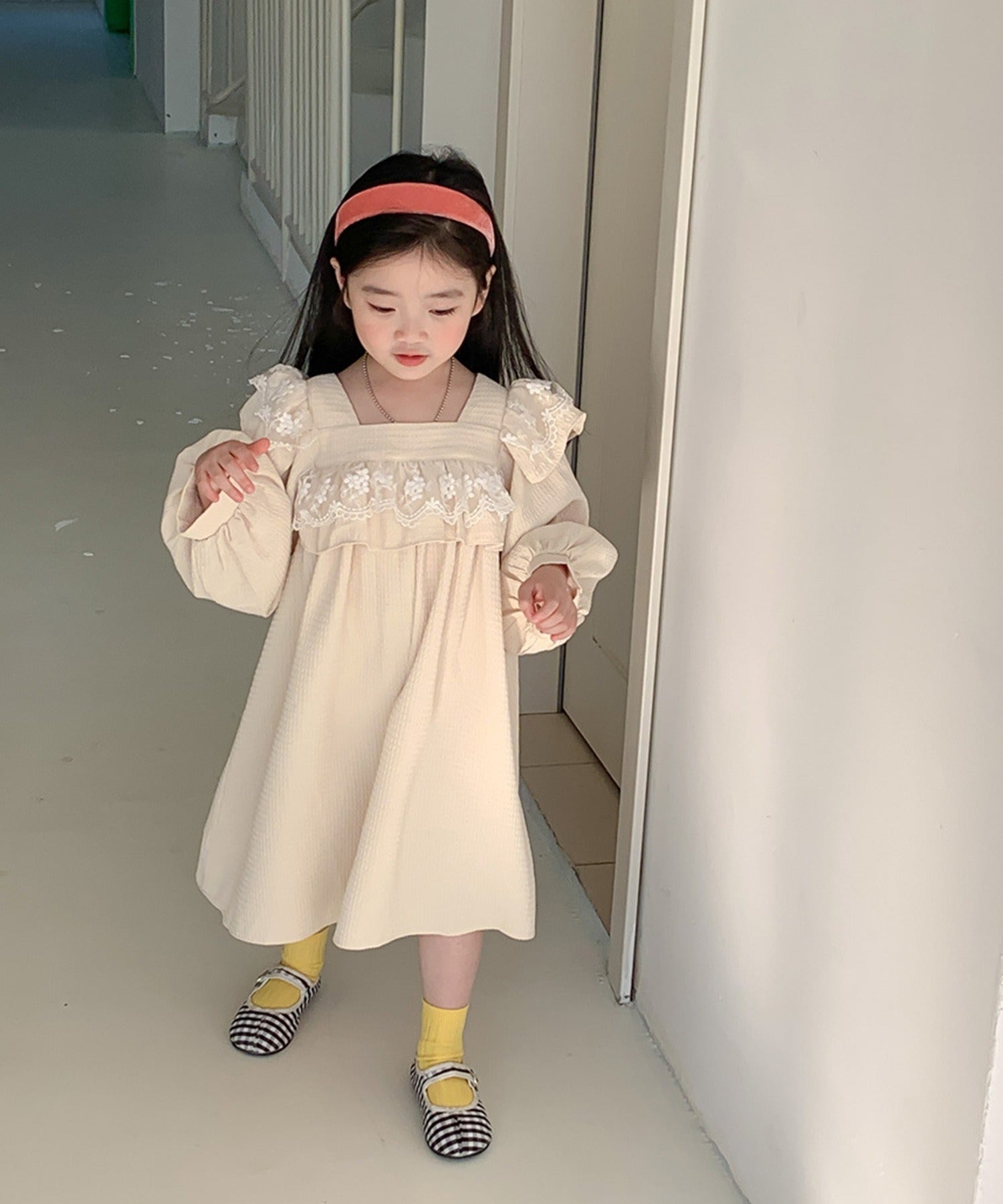 アイモハ aimoha 【aimohaーKIDSー】シンプルレース付けワンピース （オフホワイト） オフホワイト