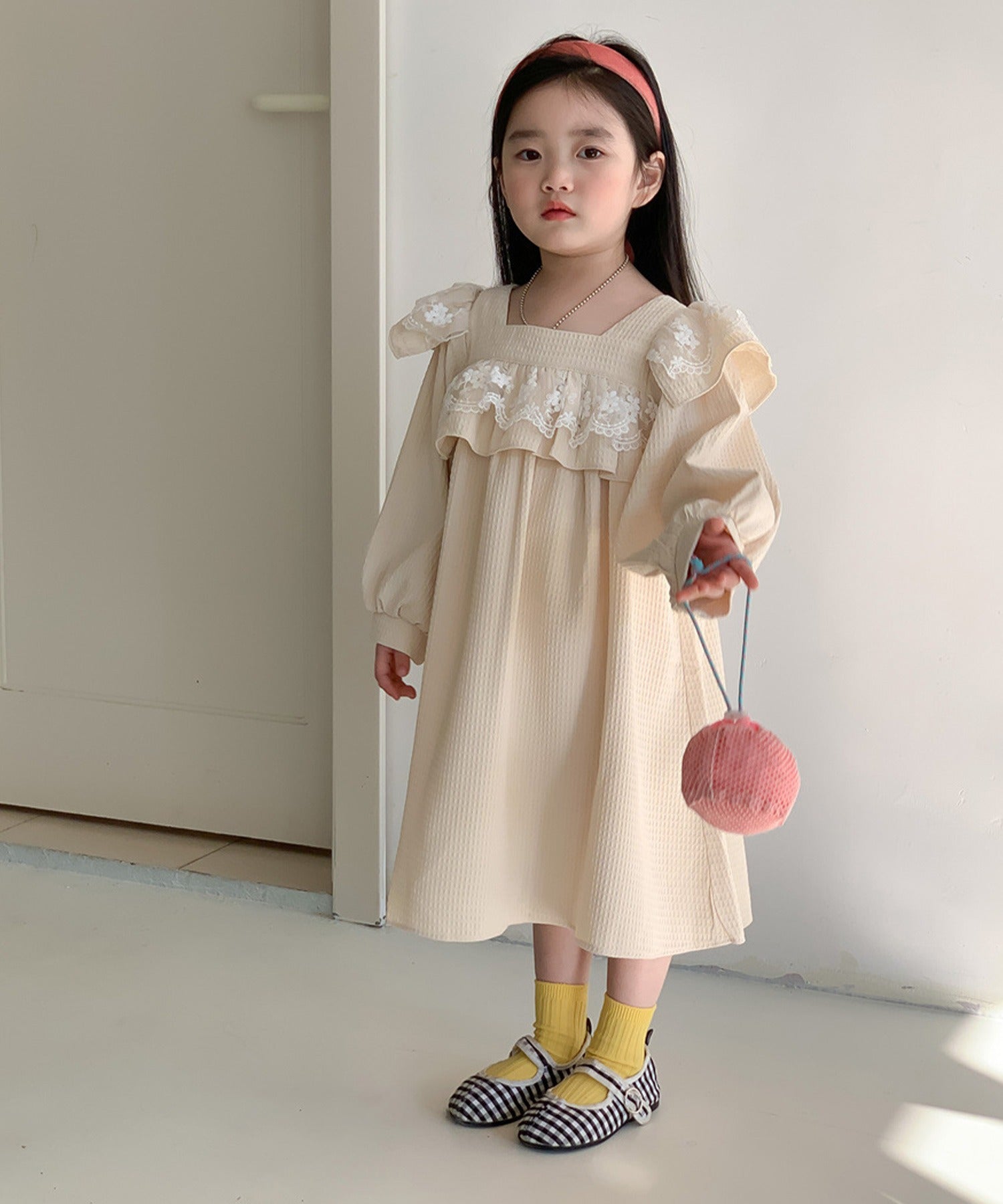 アイモハ aimoha 【aimohaーKIDSー】シンプルレース付けワンピース （オフホワイト） オフホワイト