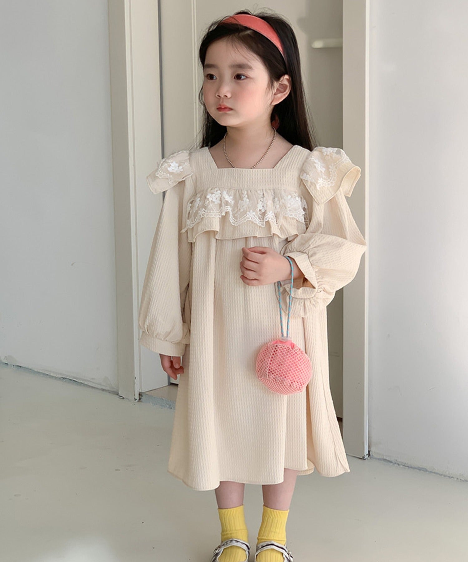 アイモハ aimoha 【aimohaーKIDSー】シンプルレース付けワンピース （オフホワイト） オフホワイト