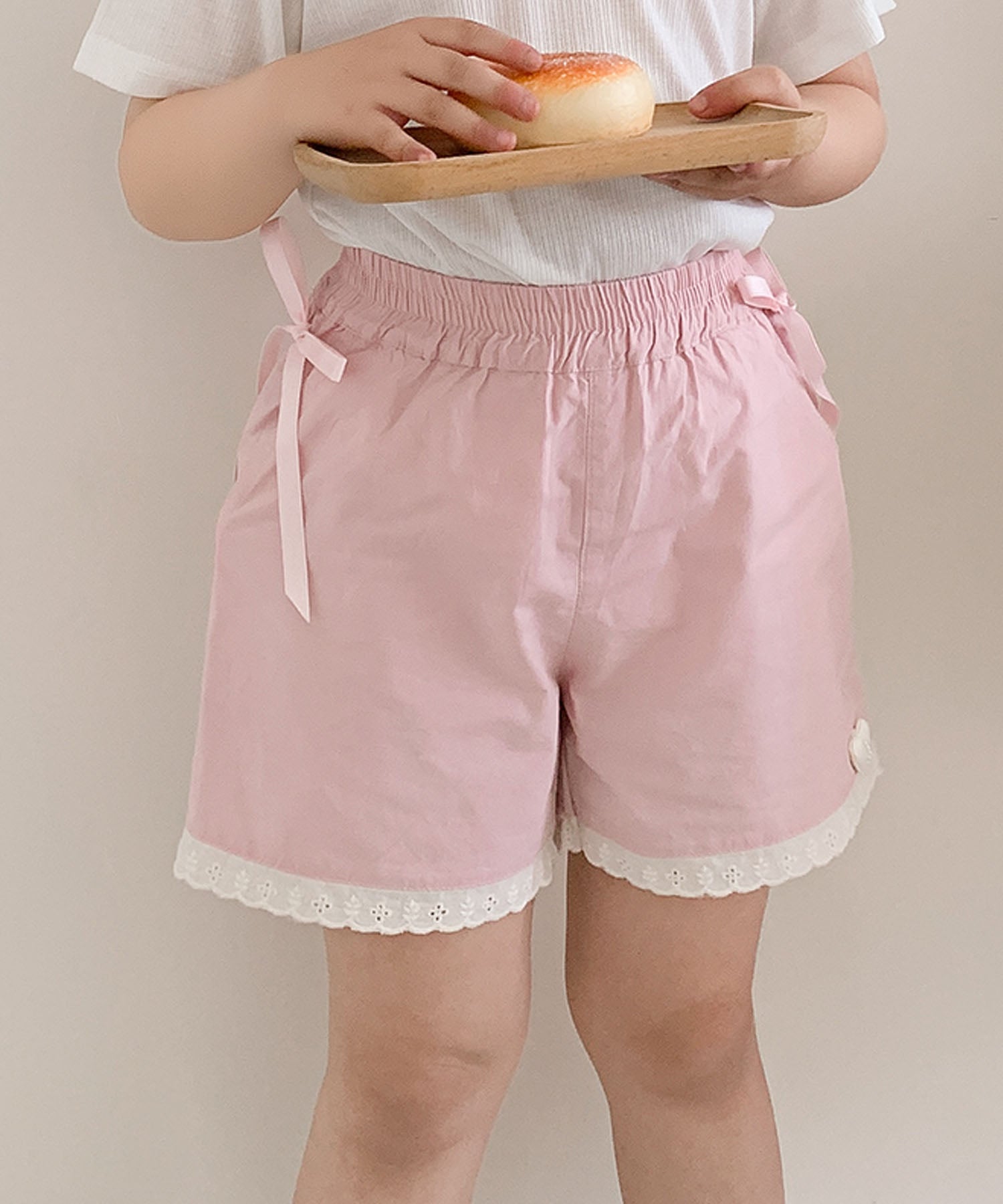 アイモハ aimoha 【aimoha-KIDS-】リボン＆レース＆ハート付きショートパンツ （ピンク） ピンク