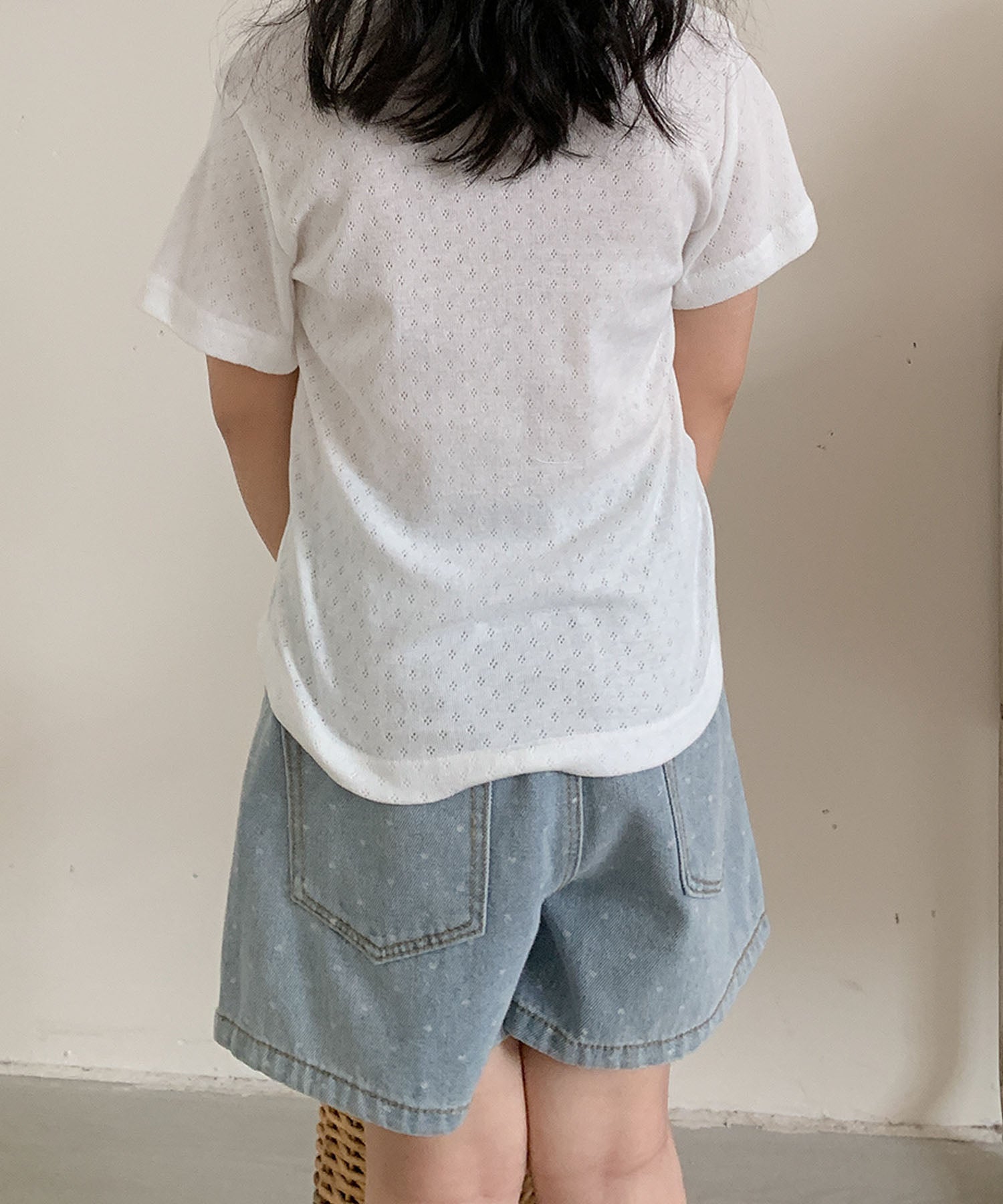 アイモハ aimoha 【aimoha-KIDS-】ドット柄 キッズデニムショートパンツ （ブルー） ブルー