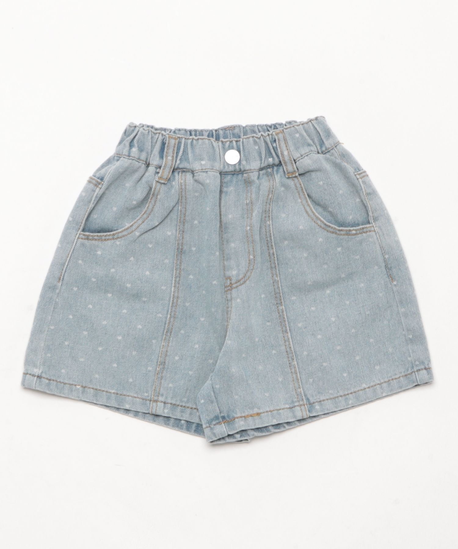 アイモハ aimoha 【aimoha-KIDS-】ドット柄 キッズデニムショートパンツ （ブルー） ブルー
