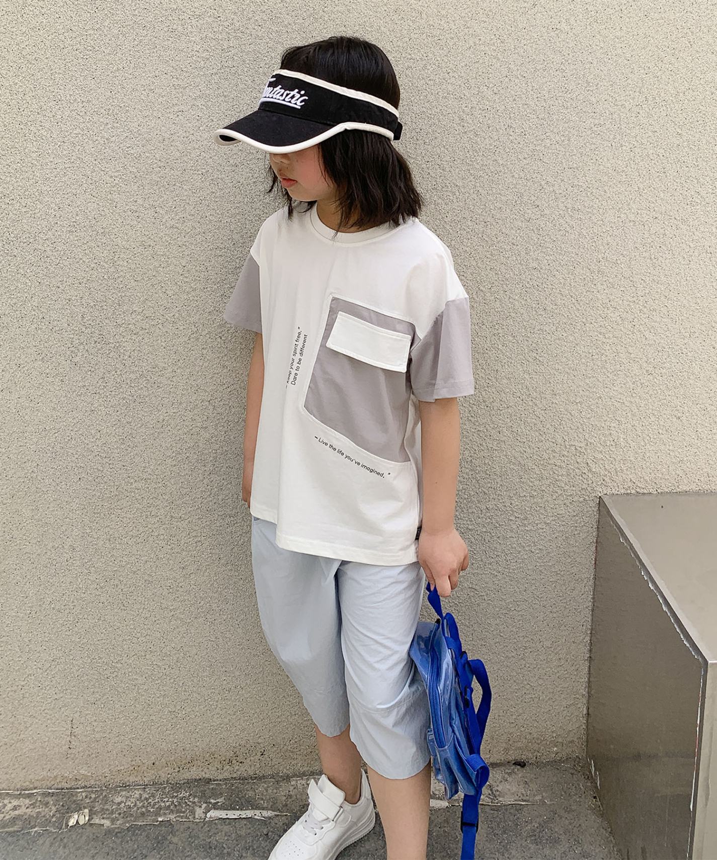 アイモハ aimoha 【aimoha-KIDS-】キッズ 配色プリントTシャツ （ライトグレー） ライトグレー