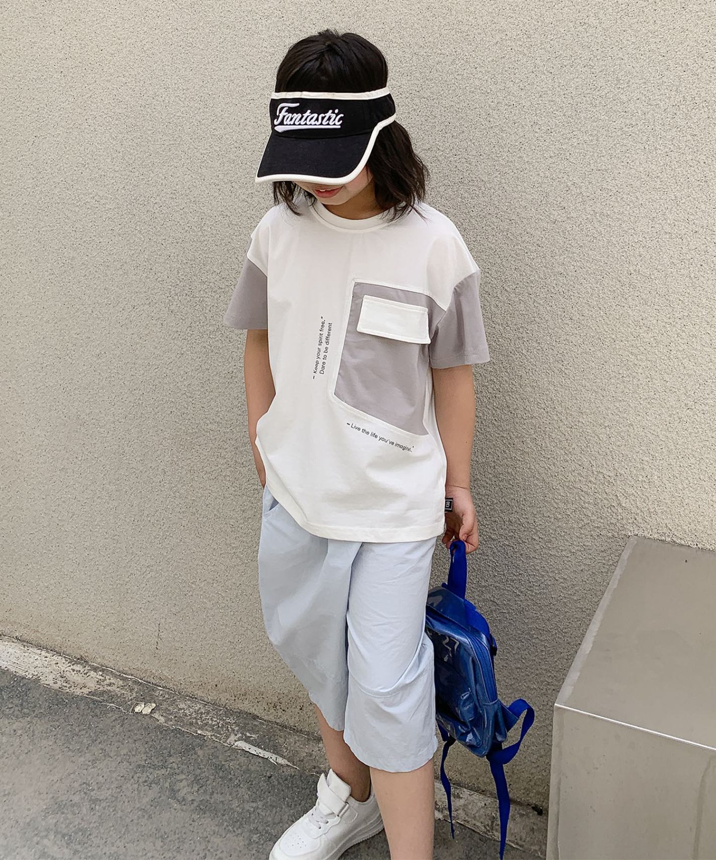アイモハ aimoha 【aimoha-KIDS-】キッズ 配色プリントTシャツ （ライトグレー） ライトグレー