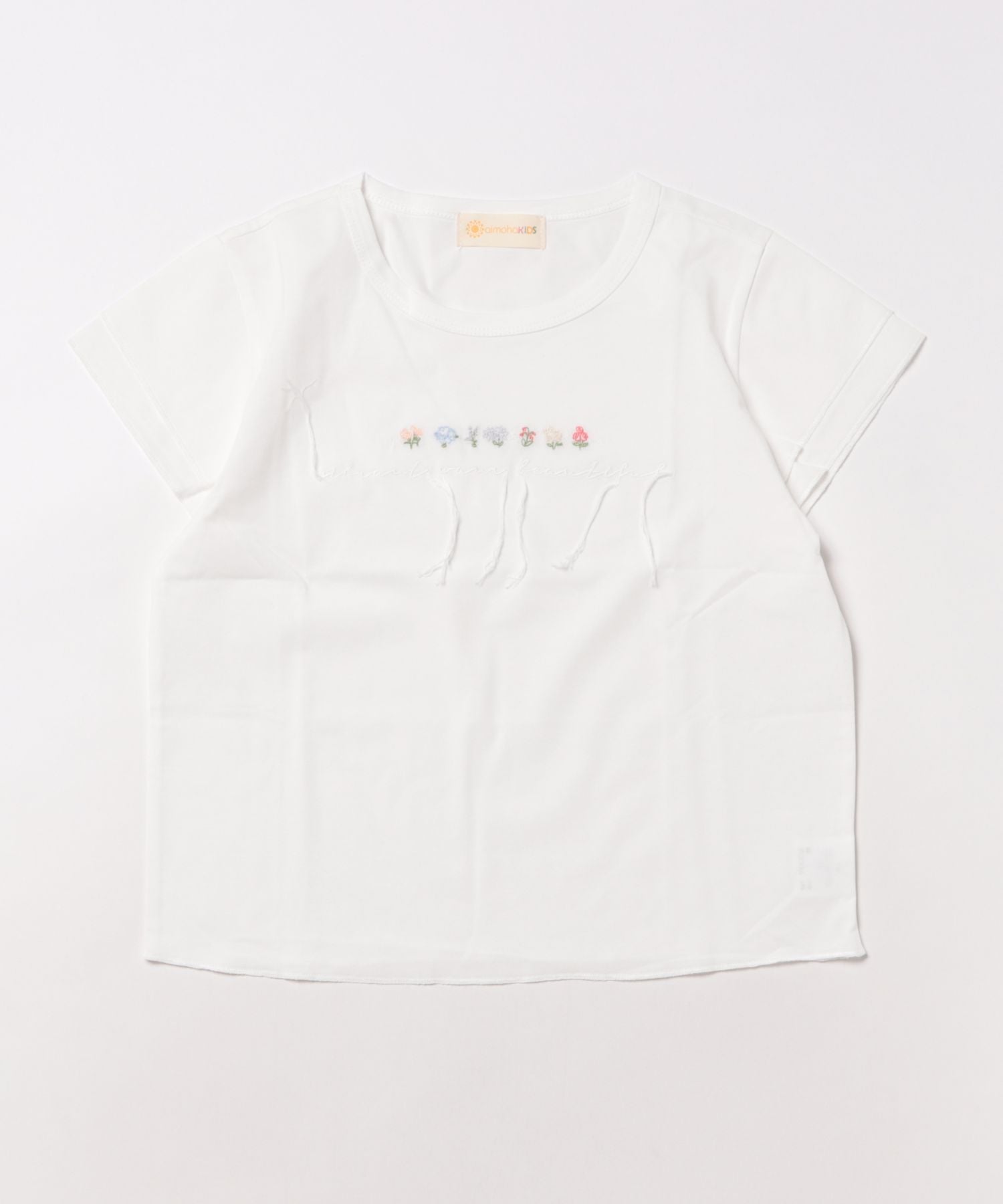 アイモハ aimoha 【aimoha-KIDS-】刺繍 フリル袖 キッズTシャツ （ホワイト） ホワイト
