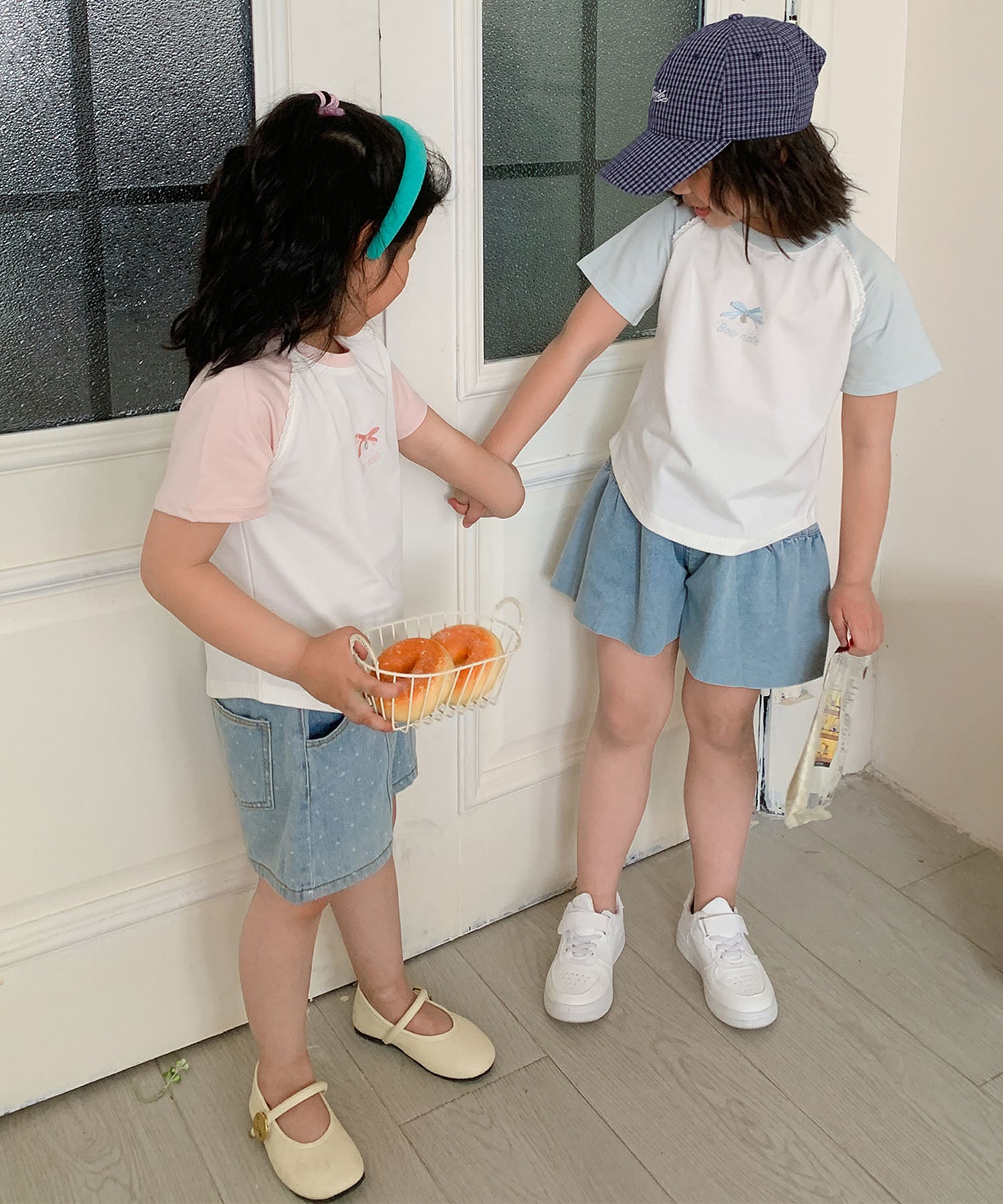 アイモハ aimoha 【aimoha-KIDS-】リボン付き ラグランキッズTシャツ （ピンク） ピンク