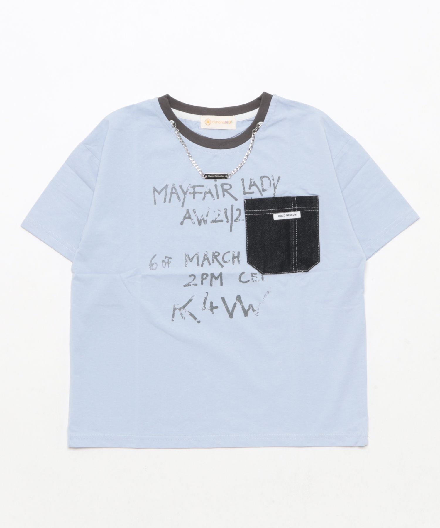 アイモハ aimoha 【aimoha-KIDS-】キッズ デザインポケットTシャツ （ブルー） ブルー