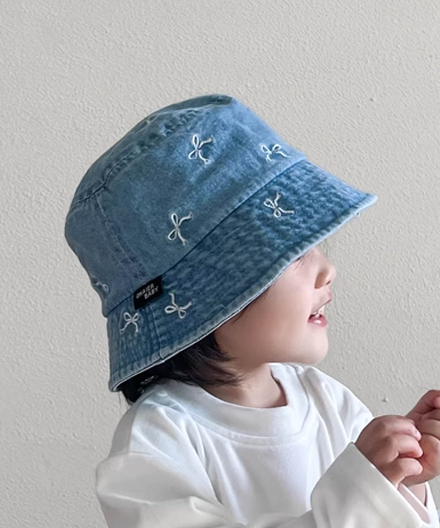 アイモハ aimoha 【aimoha-KIDS-】キッズ リボン刺繍ハット （ブルー） ブルー