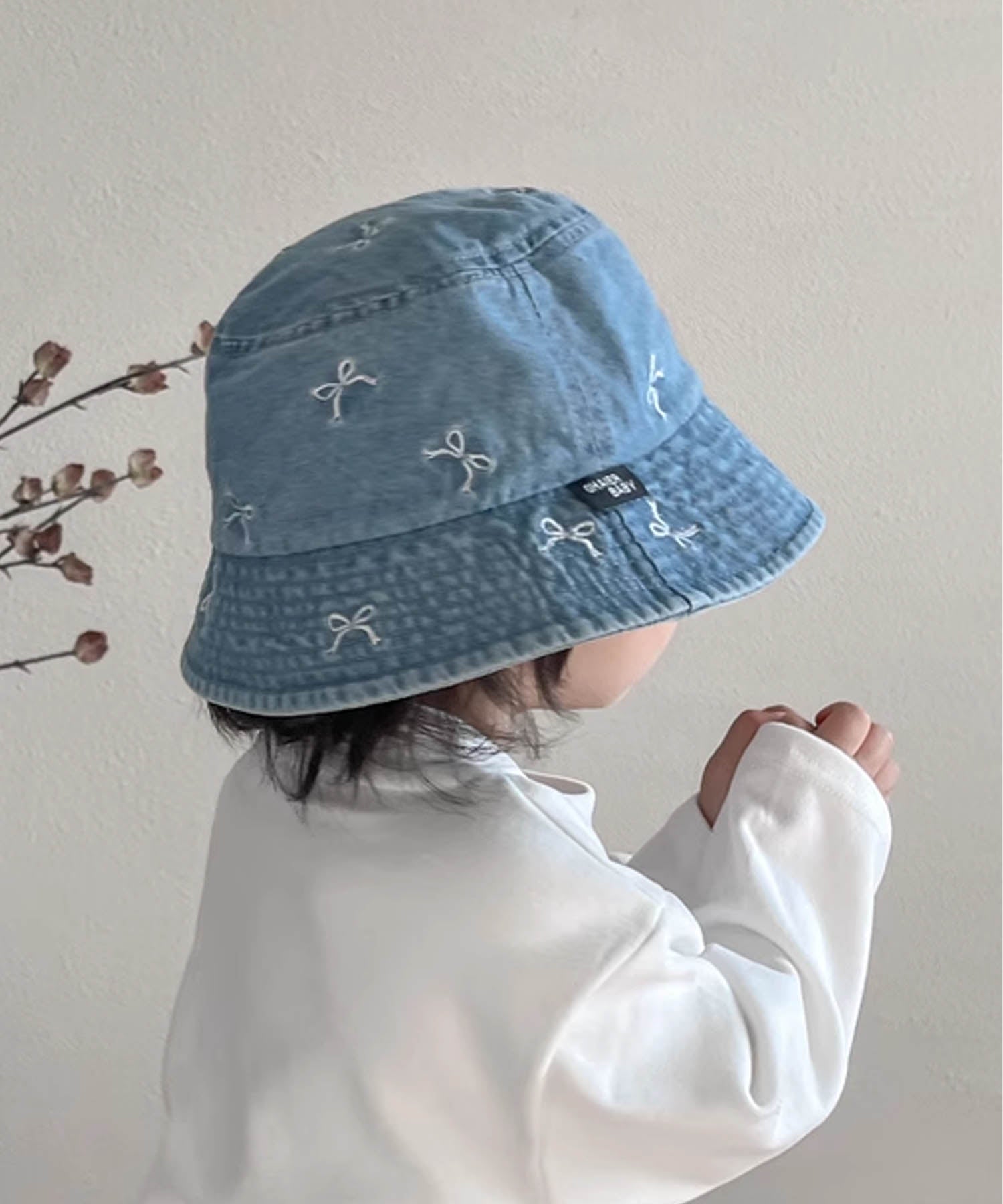 アイモハ aimoha 【aimoha-KIDS-】キッズ リボン刺繍ハット （ブルー） ブルー
