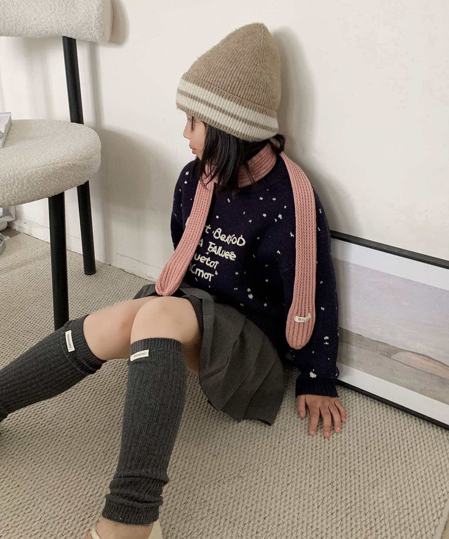 アイモハ aimoha 【aimoha-KIDS-】キッズ ランダムドットニットセーター （ネイビー） ネイビー