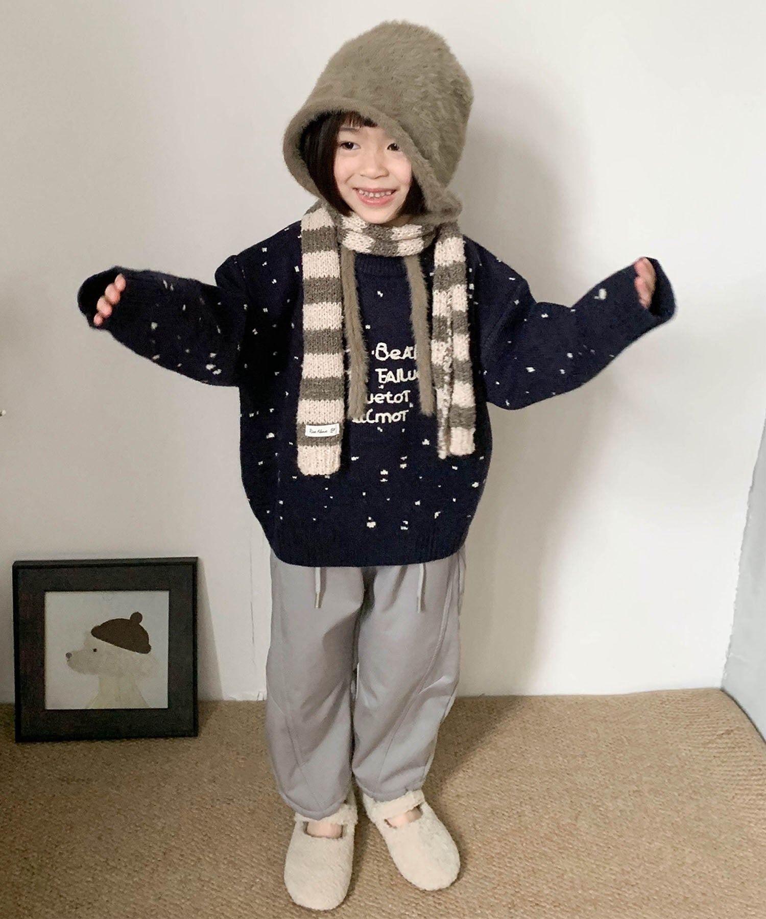 アイモハ aimoha 【aimoha-KIDS-】キッズ ランダムドットニットセーター （ネイビー） ネイビー