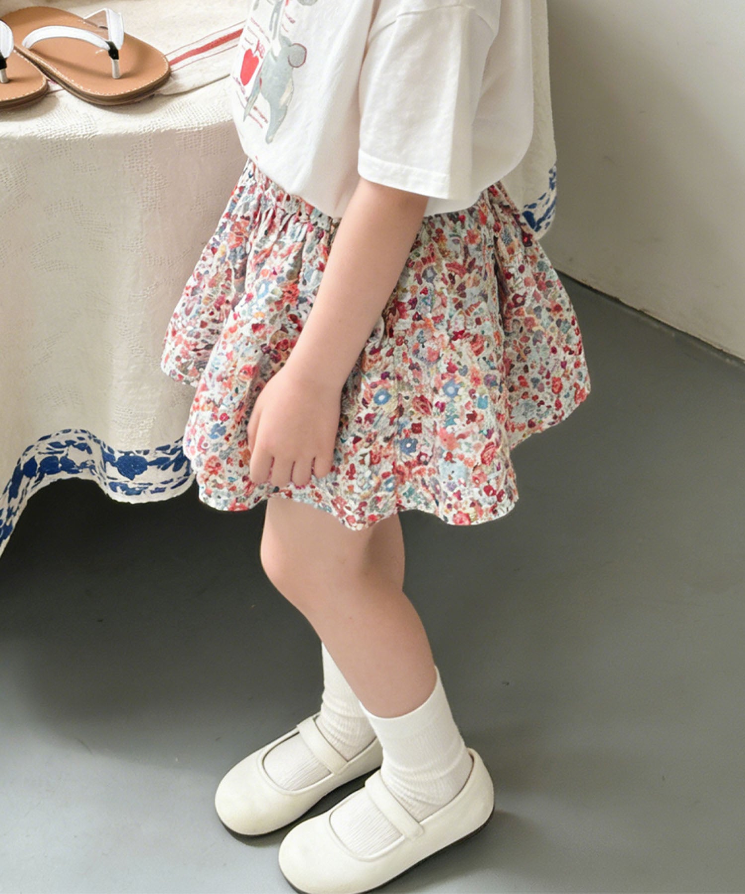 アイモハ aimoha 【aimoha-KIDS-】フラワーガーデン フレアショートパンツ （レッド） レッド