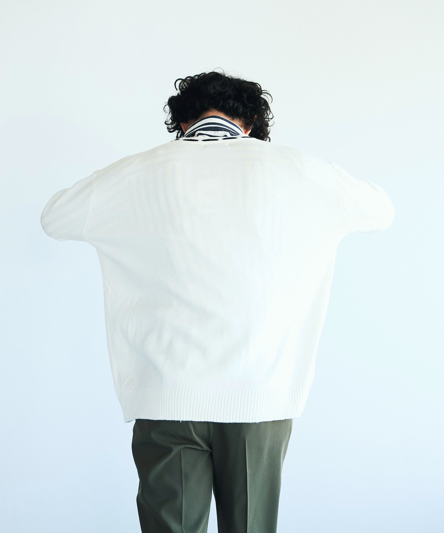 アイモハ aimoha aimoha men 紐縫線超大碼開襟毛衣