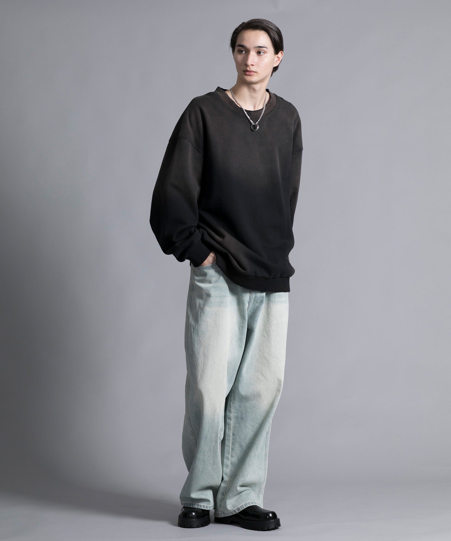 アイモハ aimoha 【aimoha neo】VINTAGE PROCESSED BAGGY JEANS （ブルー） ブルー