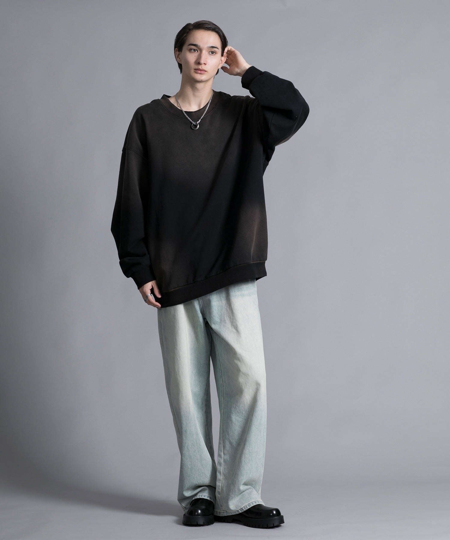 アイモハ aimoha 【aimoha neo】VINTAGE PROCESSED BAGGY JEANS （ブルー） ブルー