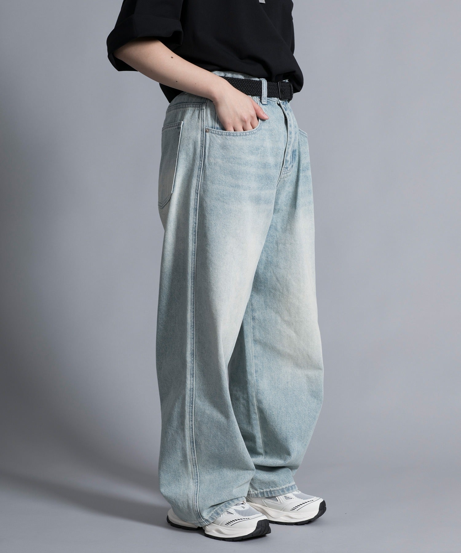 アイモハ aimoha 【aimoha neo】VINTAGE PROCESSED BAGGY JEANS （ブルー） ブルー