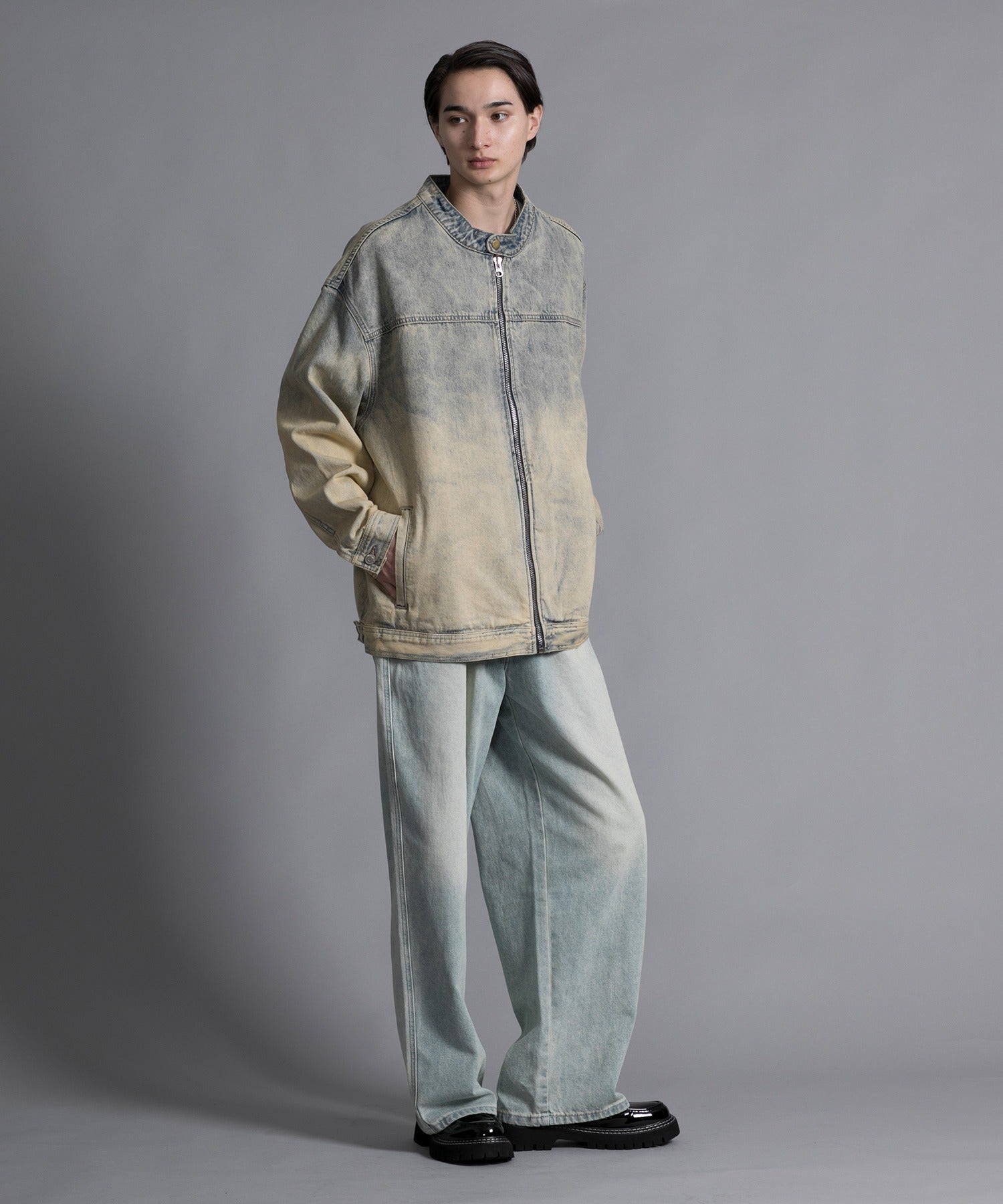 アイモハ aimoha 【aimoha neo】VINTAGE PROCESSED BAGGY JEANS （ブルー） ブルー