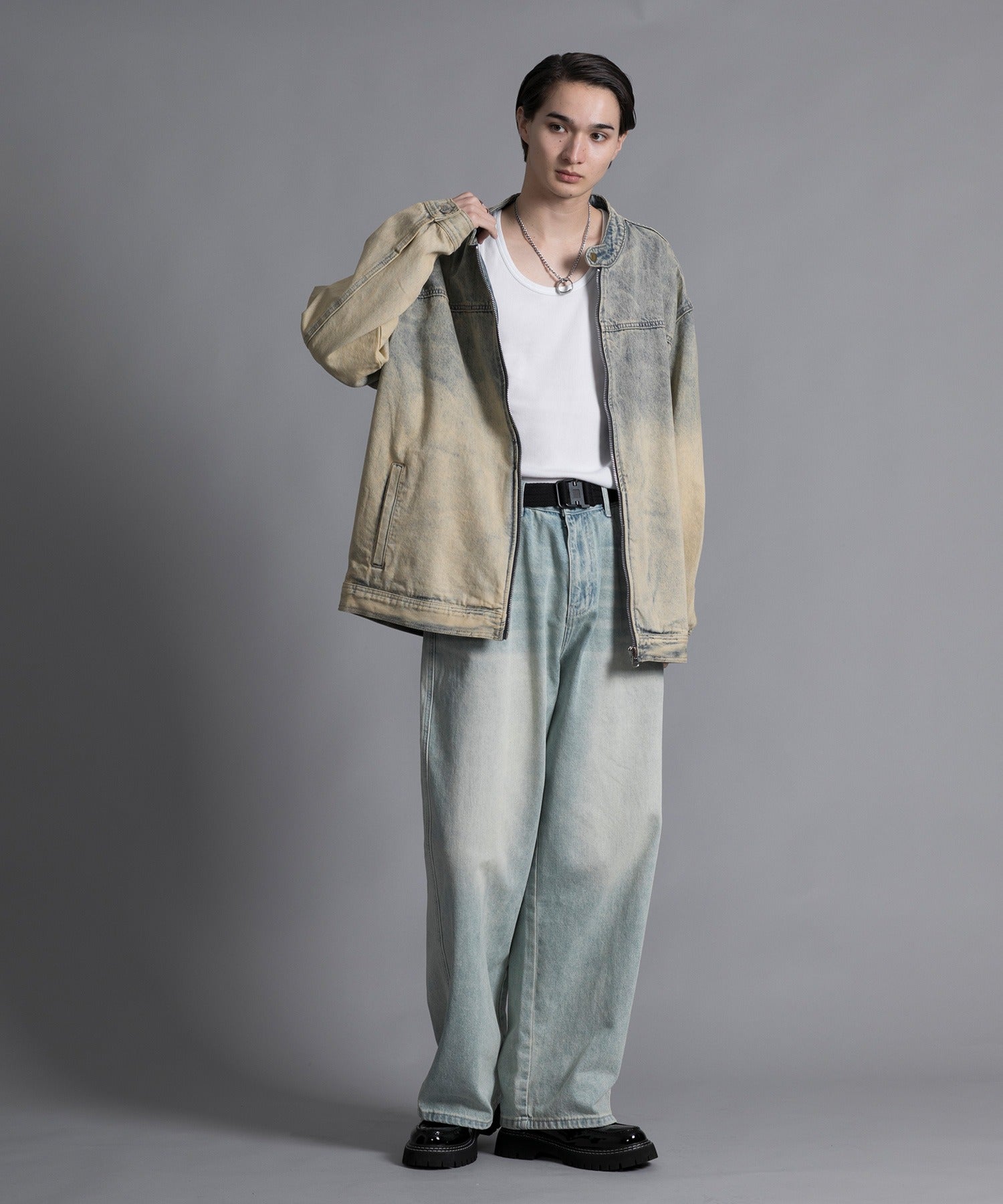 アイモハ aimoha 【aimoha neo】VINTAGE PROCESSED BAGGY JEANS （ブルー） ブルー
