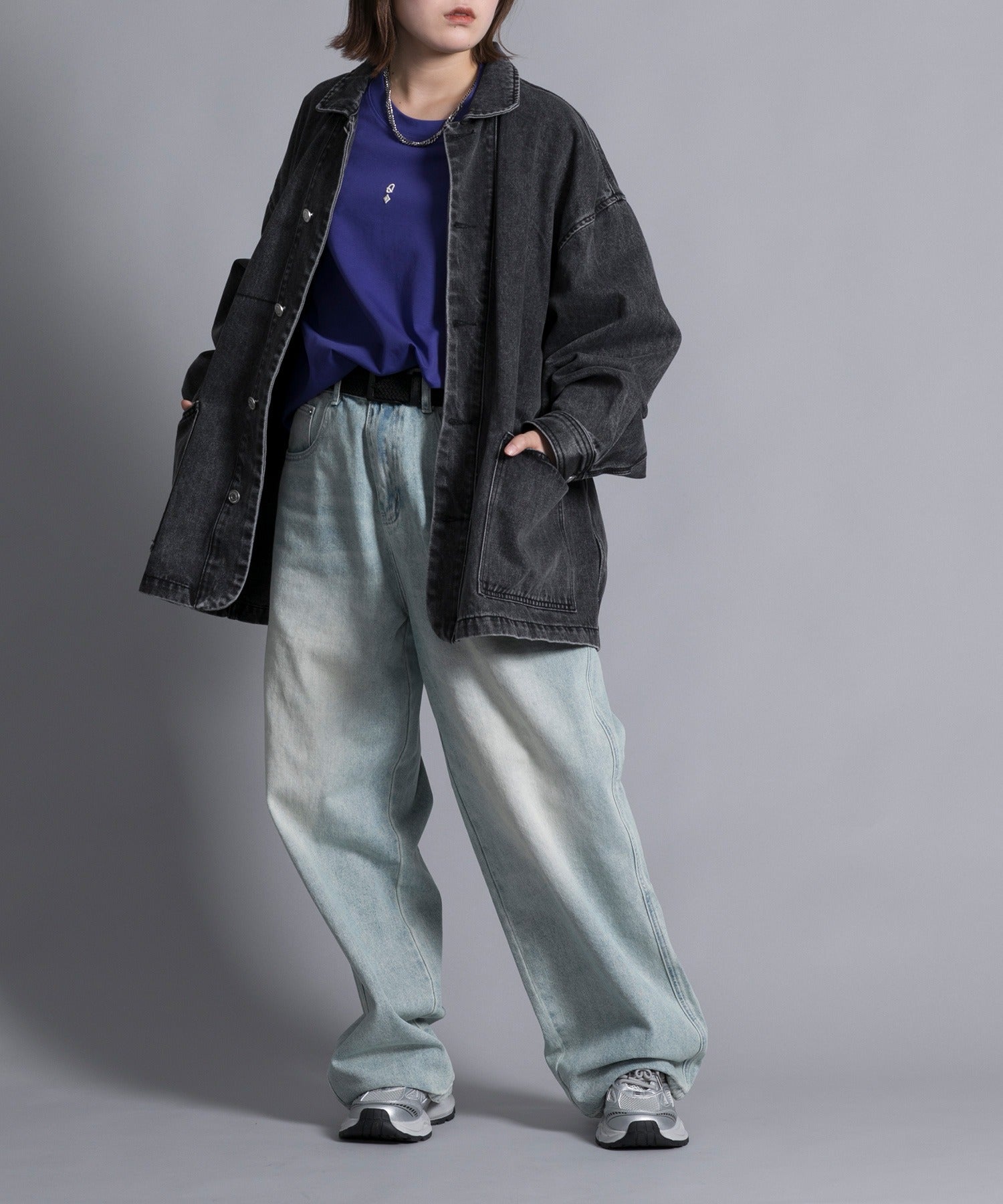 アイモハ aimoha 【aimoha neo】VINTAGE PROCESSED BAGGY JEANS （ブルー） ブルー