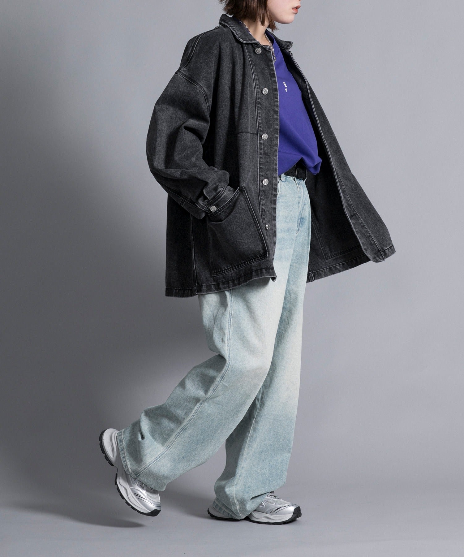 アイモハ aimoha 【aimoha neo】VINTAGE PROCESSED BAGGY JEANS （ブルー） ブルー