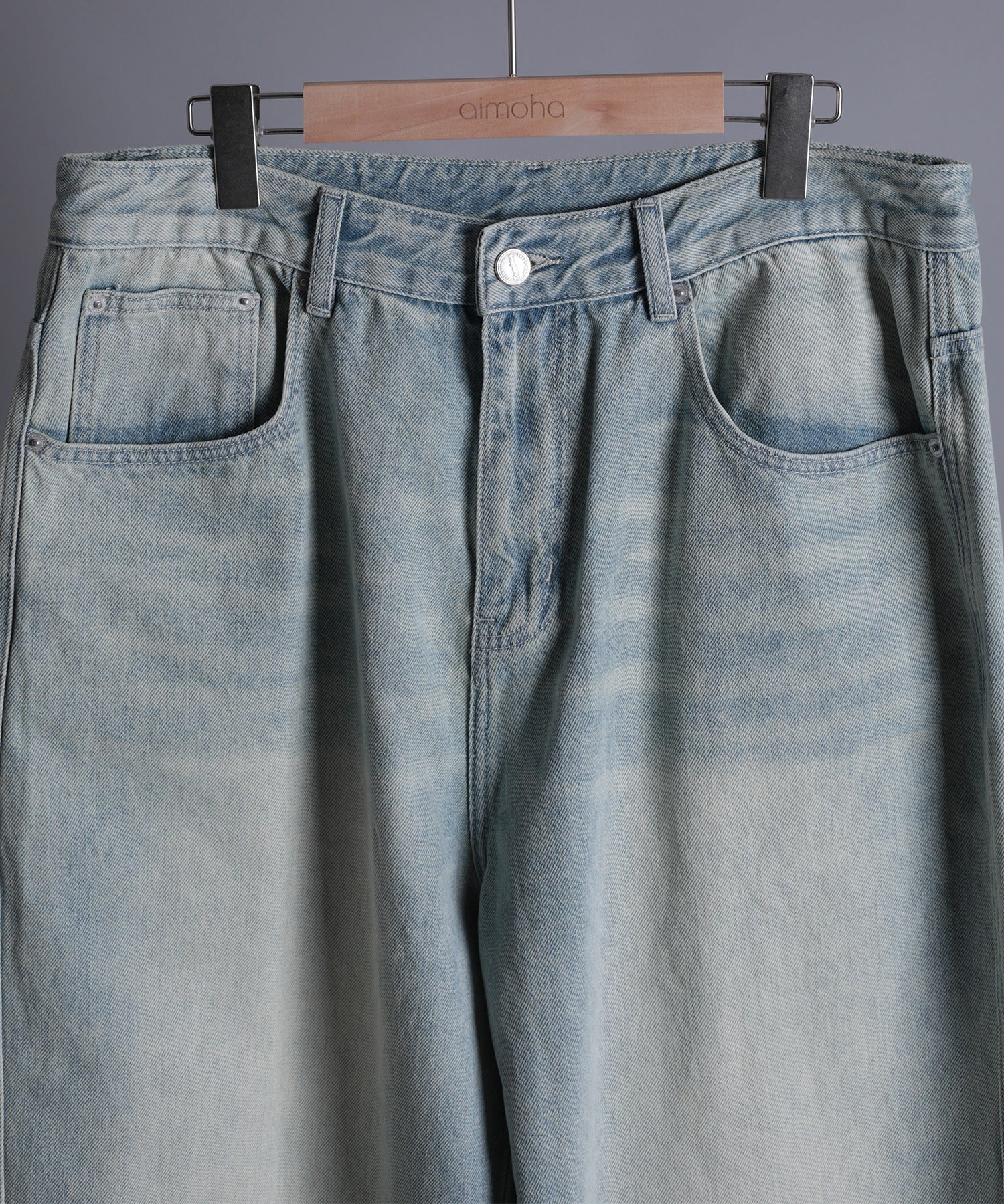 アイモハ aimoha 【aimoha neo】VINTAGE PROCESSED BAGGY JEANS （ブルー） ブルー