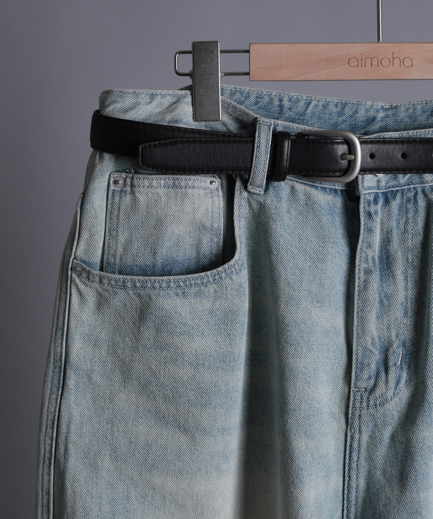 アイモハ aimoha 【aimoha neo】VINTAGE PROCESSED BAGGY JEANS （ブルー） ブルー