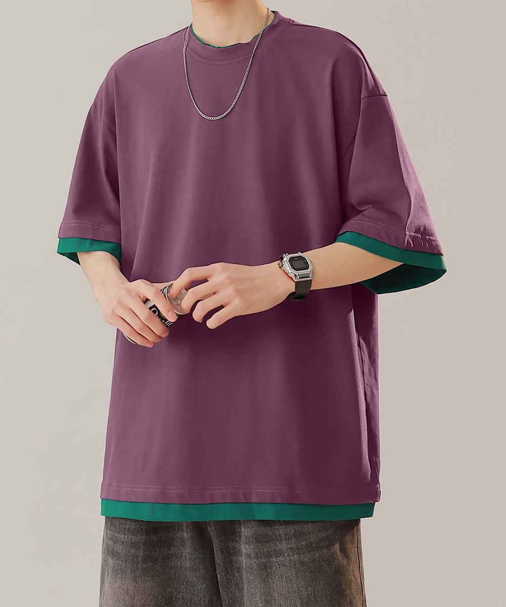 アイモハ aimoha 【aimoha neo】Monochrome Trim T-Shirt （パープル） パープル