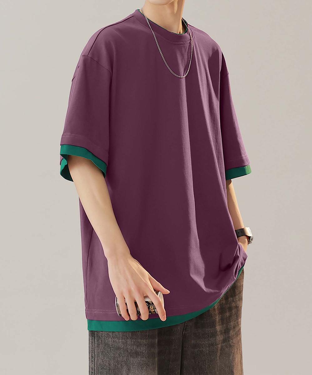 アイモハ aimoha 【aimoha neo】Monochrome Trim T-Shirt （パープル） パープル
