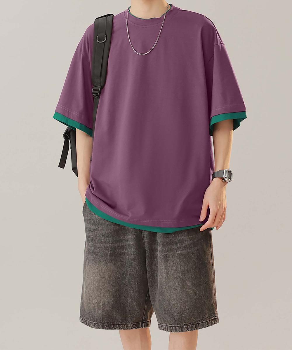 アイモハ aimoha 【aimoha neo】Monochrome Trim T-Shirt （パープル） パープル