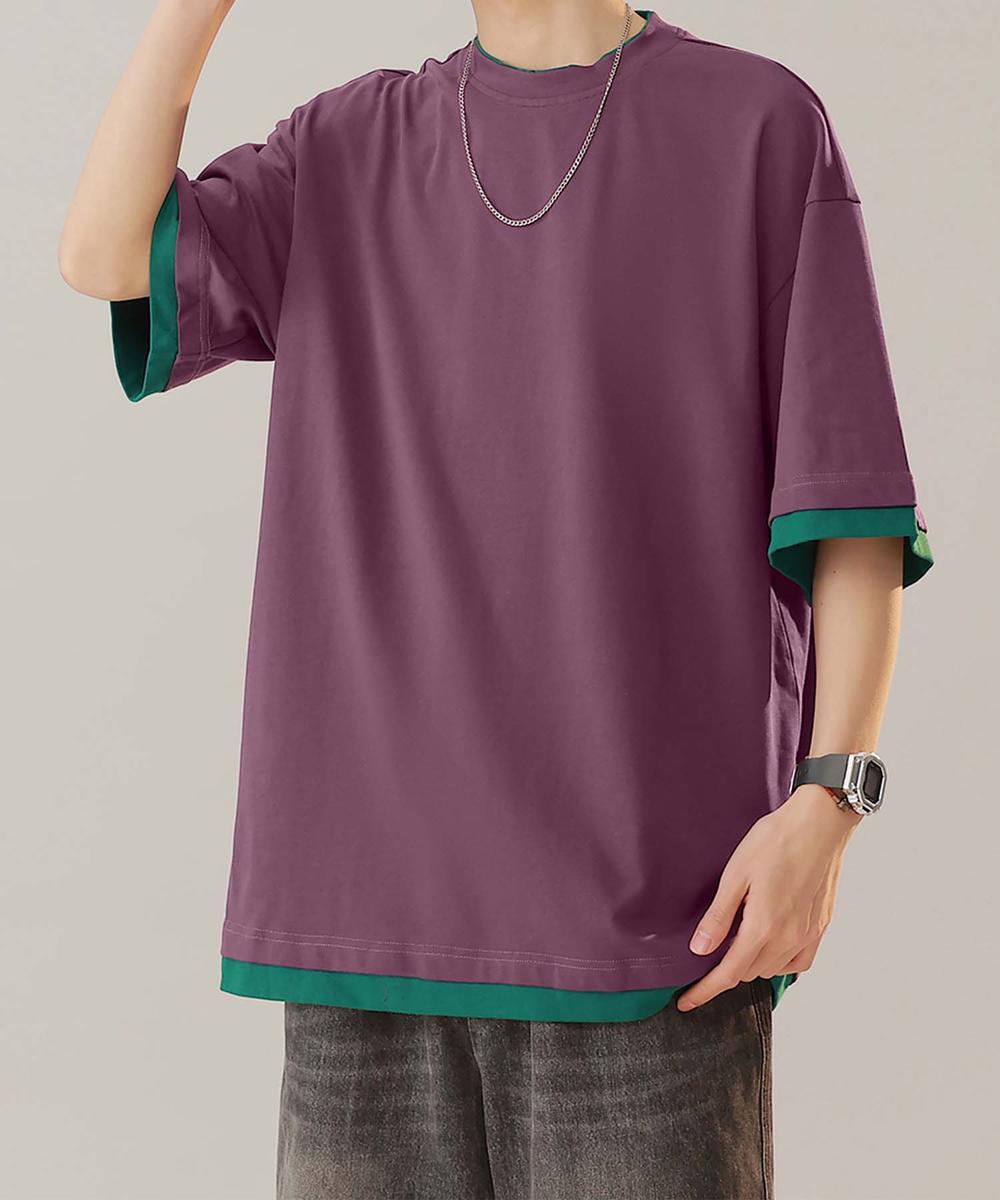 アイモハ aimoha 【aimoha neo】Monochrome Trim T-Shirt （パープル） パープル