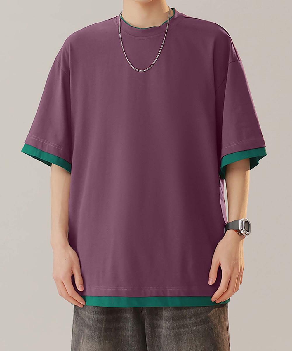 アイモハ aimoha 【aimoha neo】Monochrome Trim T-Shirt （パープル） パープル