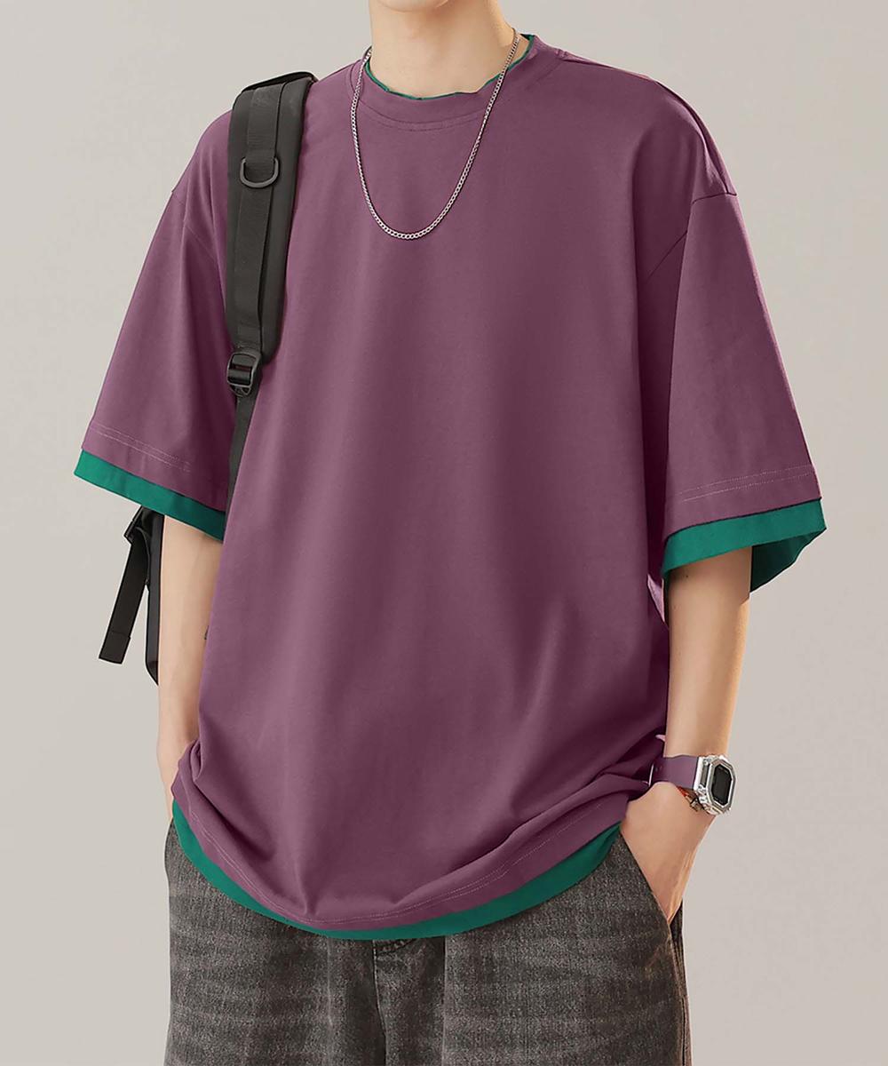 アイモハ aimoha 【aimoha neo】Monochrome Trim T-Shirt （パープル） パープル