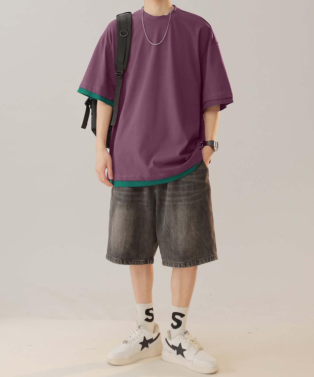 アイモハ aimoha 【aimoha neo】Monochrome Trim T-Shirt （パープル） パープル