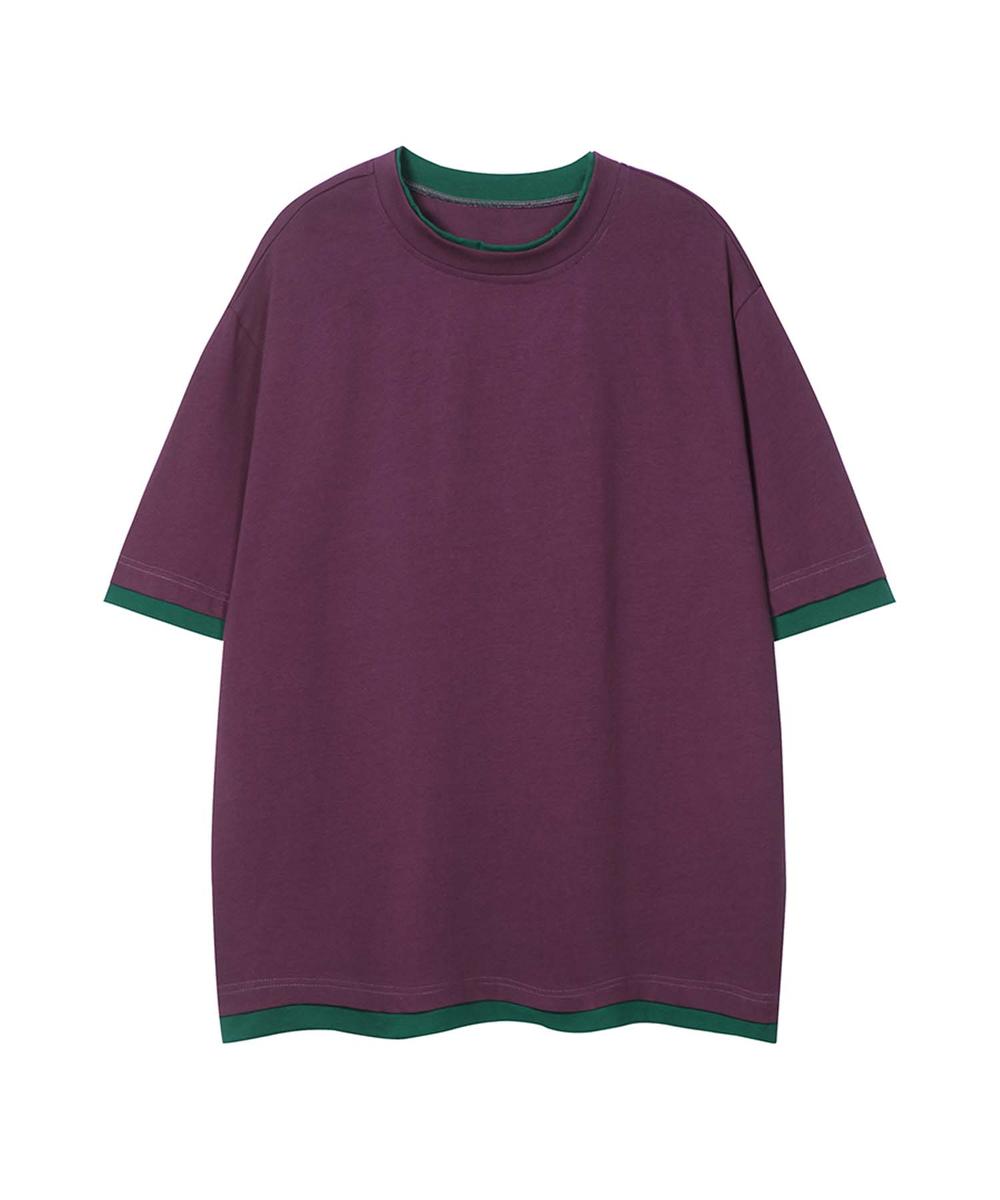 アイモハ aimoha 【aimoha neo】Monochrome Trim T-Shirt （パープル） パープル