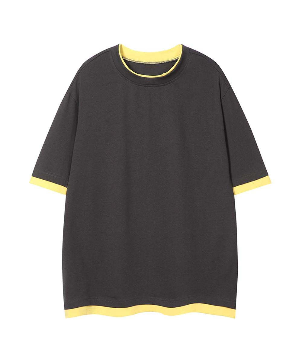 アイモハ aimoha 【aimoha neo】Monochrome Trim T-Shirt （ダークグレー） ダークグレー