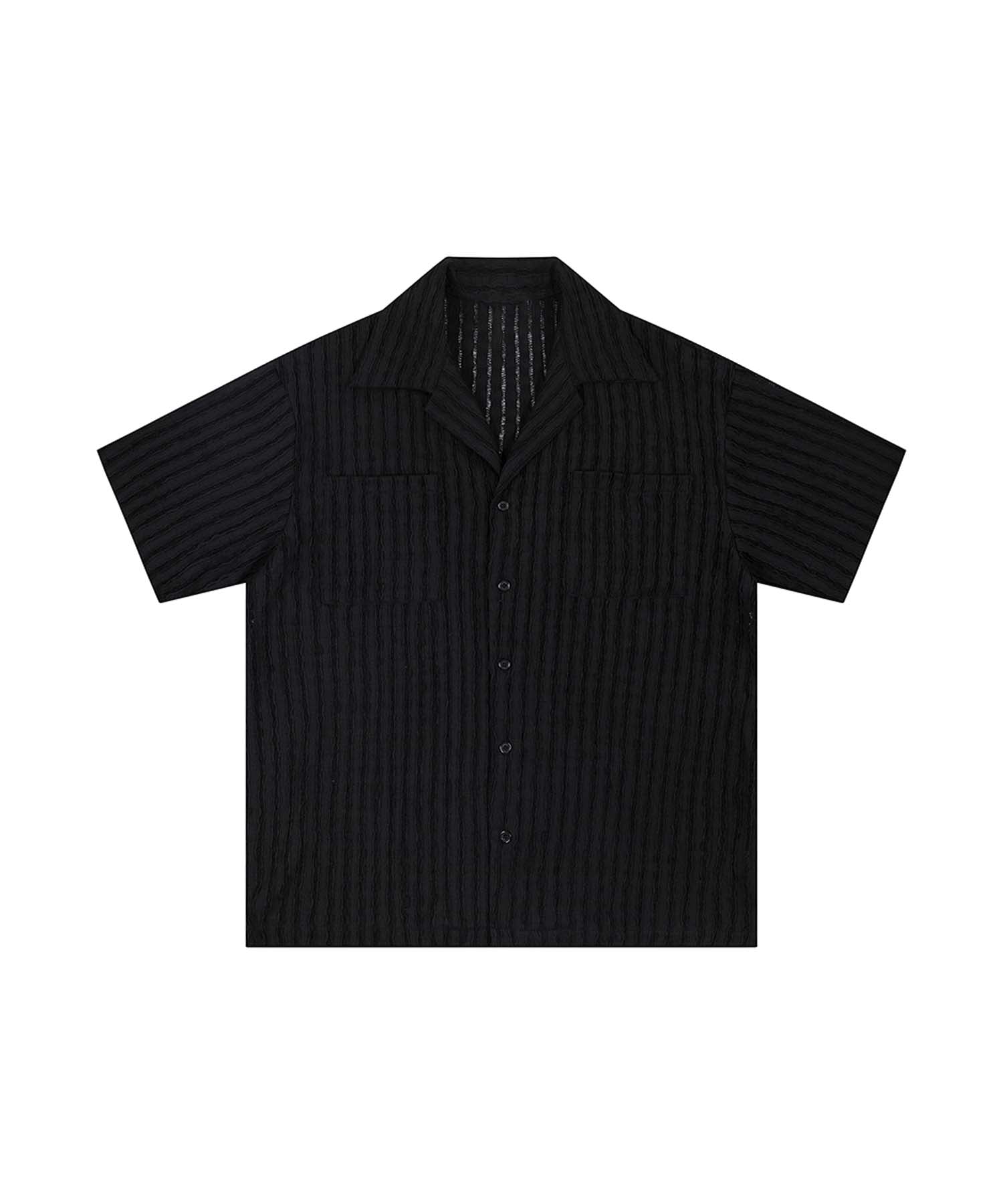 アイモハ aimoha 【aimoha neo】Pinstripe Pocket Shirt （ブラック） ブラック