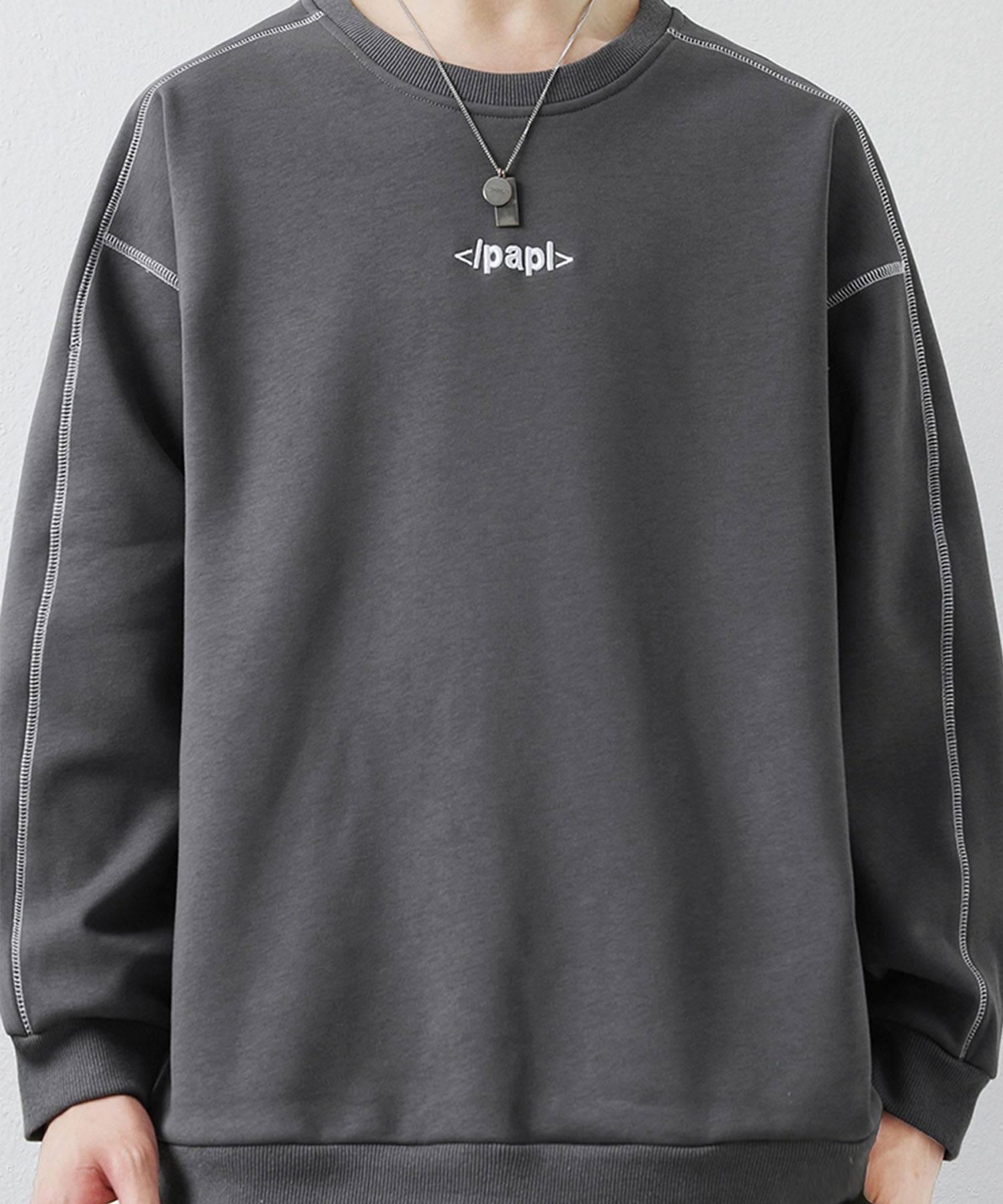 アイモハ aimoha aimoha MEN/ステッチデザイン クルーネックスウェット/Stitch design crew neck sweatshirt （グレー） グレー