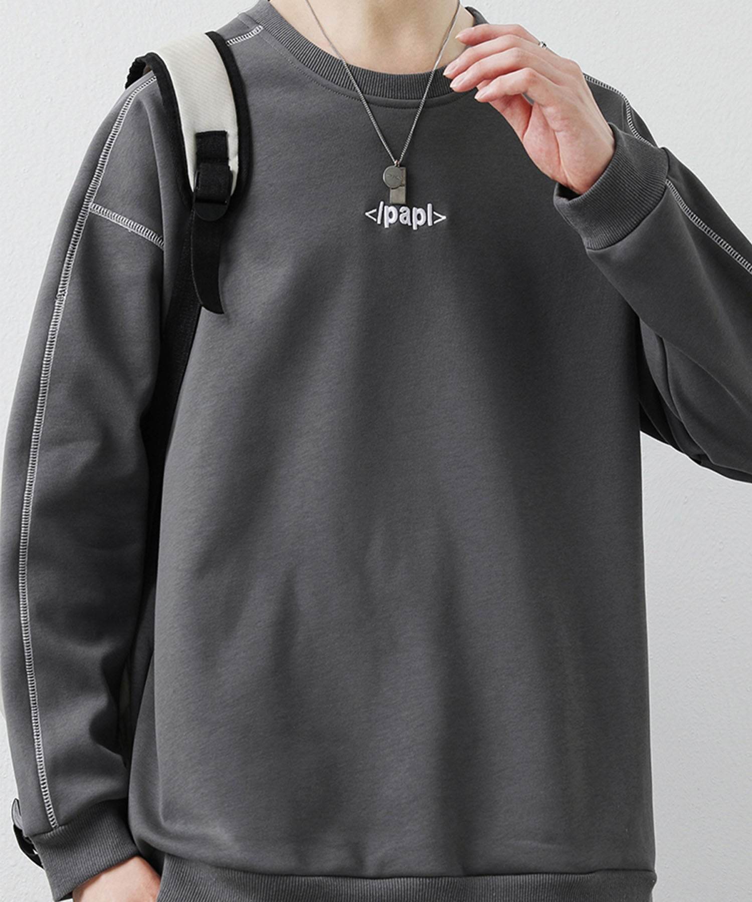 アイモハ aimoha aimoha MEN/ステッチデザイン クルーネックスウェット/Stitch design crew neck sweatshirt （グレー） グレー