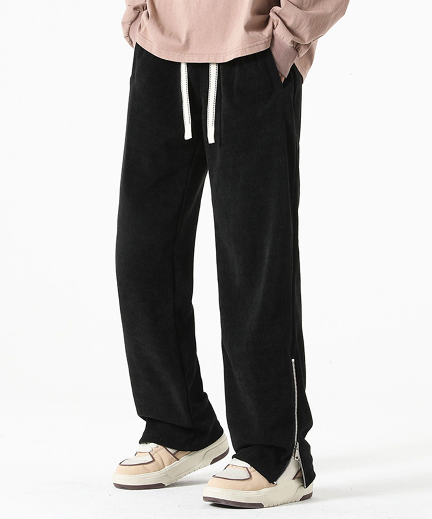 アイモハ aimoha aimoha MEN/裾ファスナー付き コーデュロイライクパンツ/Corduroy-style pants with zippered cuffs （ブラック） ブラック