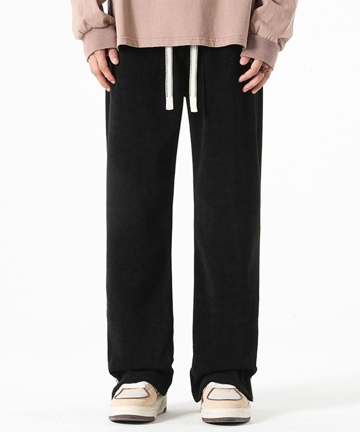 アイモハ aimoha aimoha MEN/裾ファスナー付き コーデュロイライクパンツ/Corduroy-style pants with zippered cuffs （ブラック） ブラック