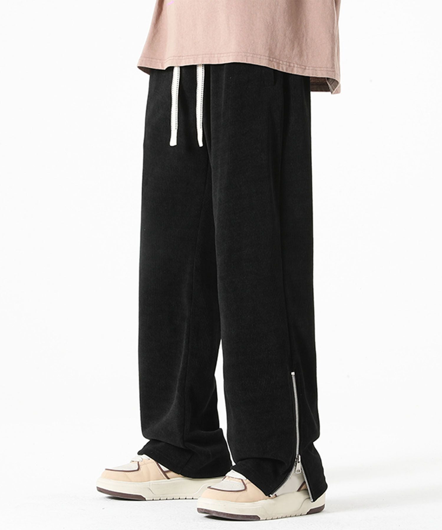 アイモハ aimoha aimoha MEN/裾ファスナー付き コーデュロイライクパンツ/Corduroy-style pants with zippered cuffs （ブラック） ブラック