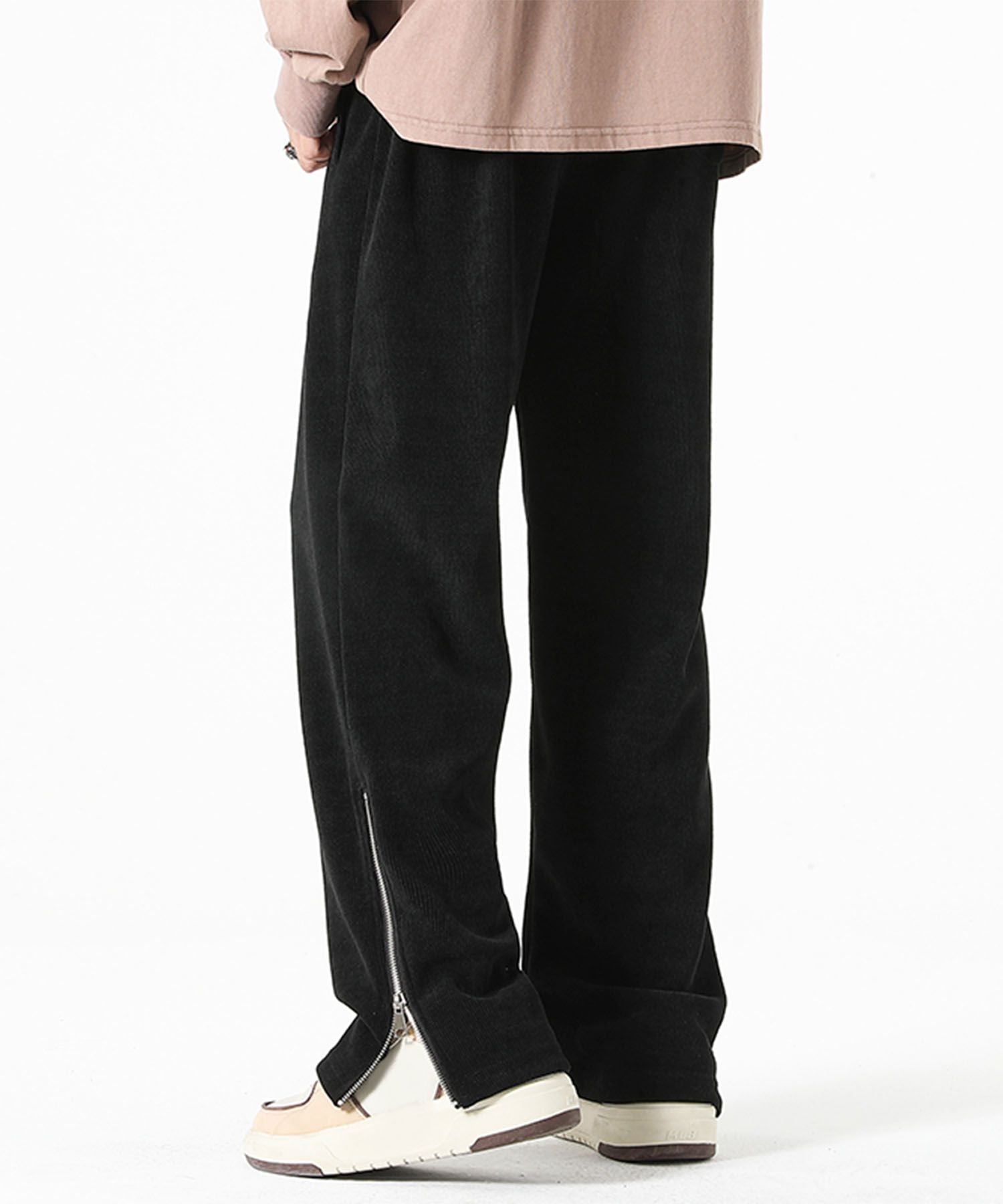 アイモハ aimoha aimoha MEN/裾ファスナー付き コーデュロイライクパンツ/Corduroy-style pants with zippered cuffs （ブラック） ブラック
